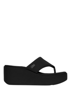 FitFlop Toe Post Platform Wedge Sandals, Black, Black