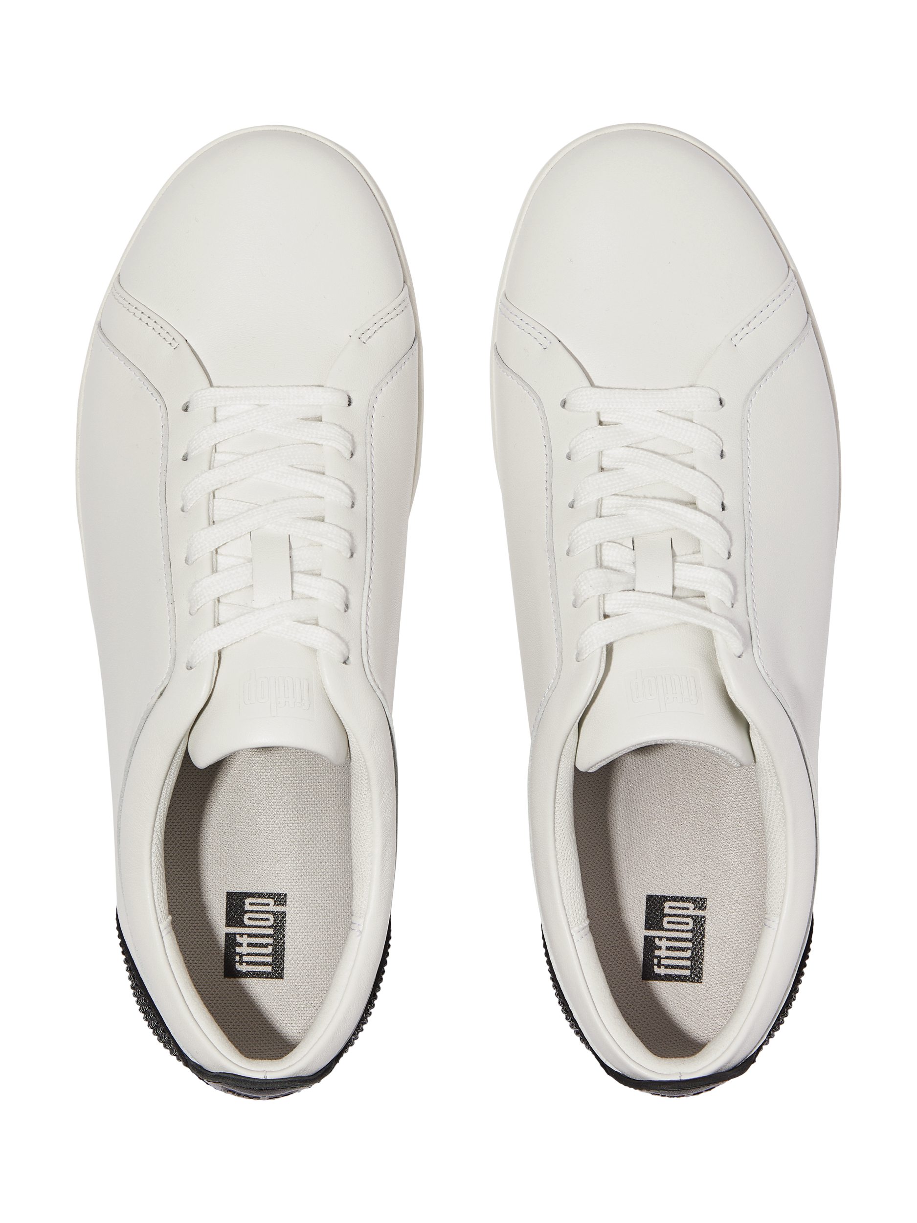 Product image 4 of 4, which shows FitFlop Rally Hotfix Lace Up Leather Trainers, White/Black, 4