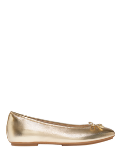 FitFlop Delicato Leather Bow Ballerina Pumps, Gold