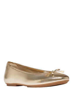 FitFlop Delicato Leather Bow Ballerina Pumps - view 2, Gold
