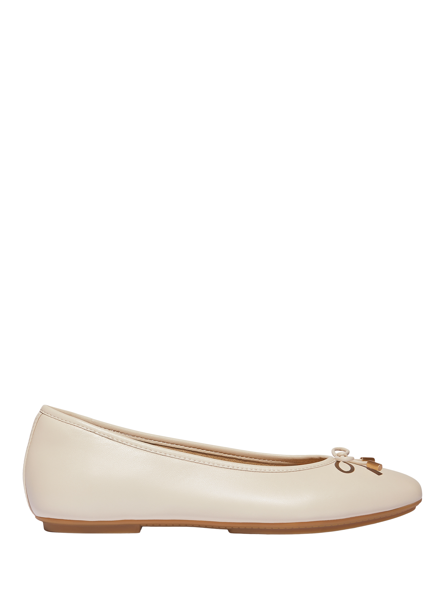 Product image 1 of 4, which shows FitFlop Delicato Leather Bow Ballerina Pumps, Paris Beige, 8
