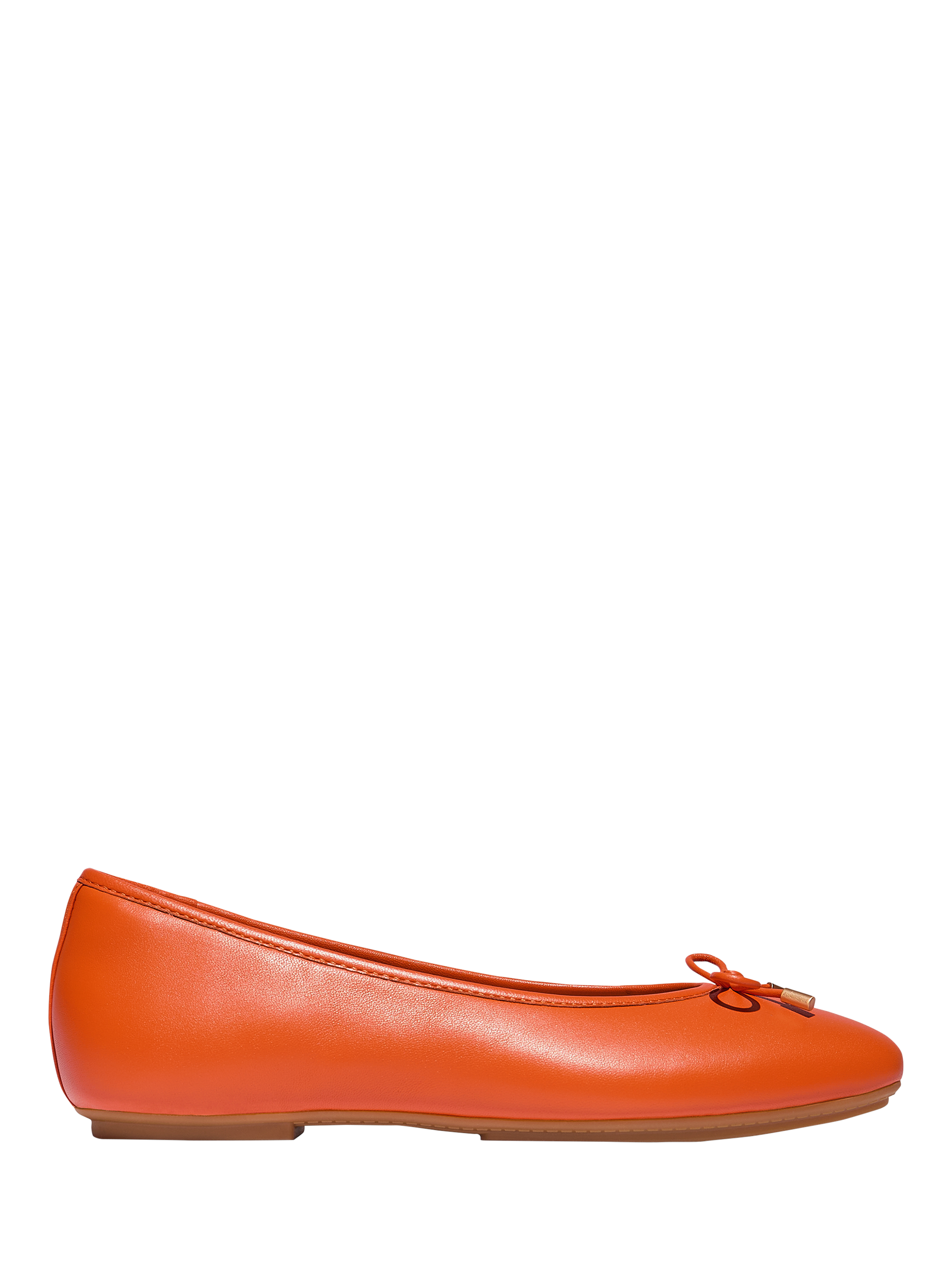 Product image 1 of 5, which shows FitFlop Delicato Leather Ballerina Pumps, Orange, 3
