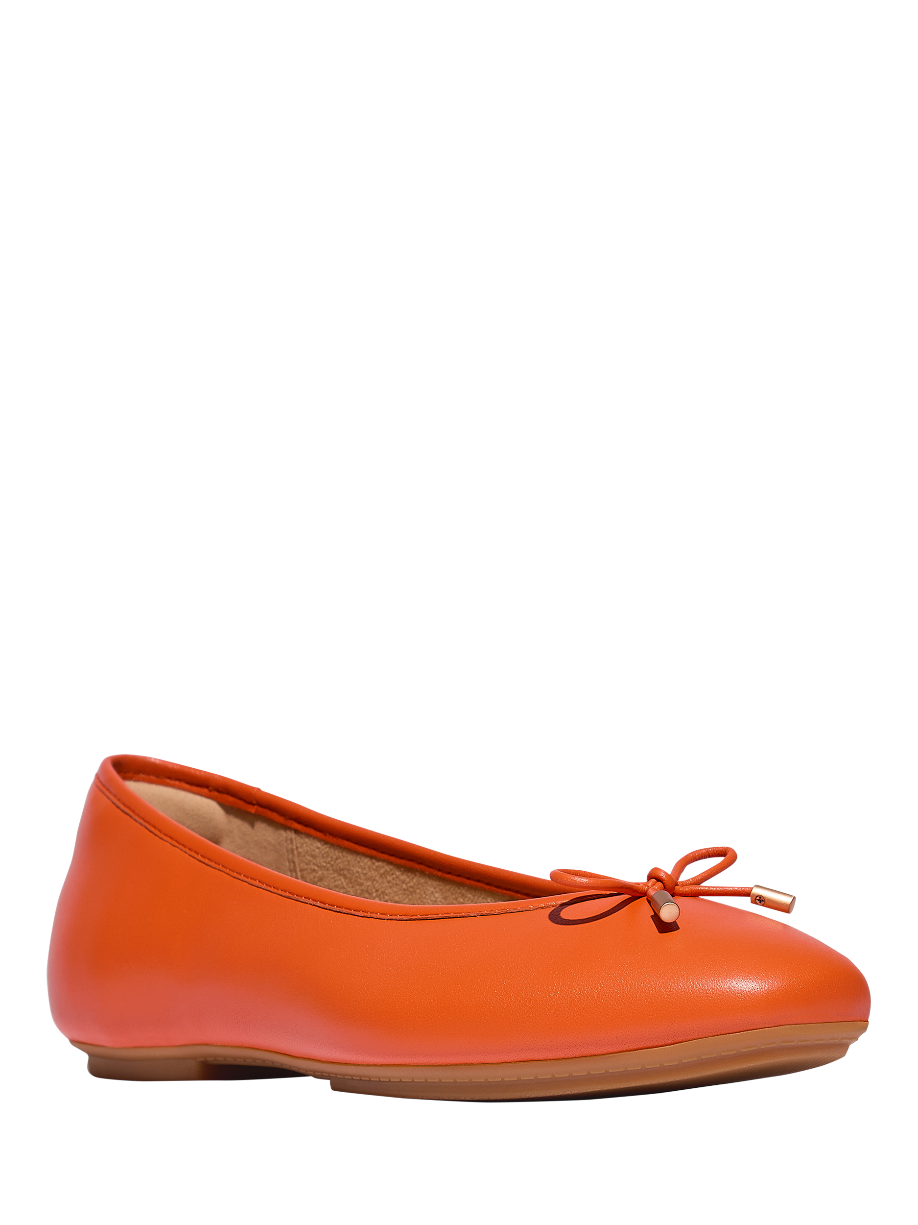 Product image 3 of 5, which shows FitFlop Delicato Leather Ballerina Pumps, Orange, 3