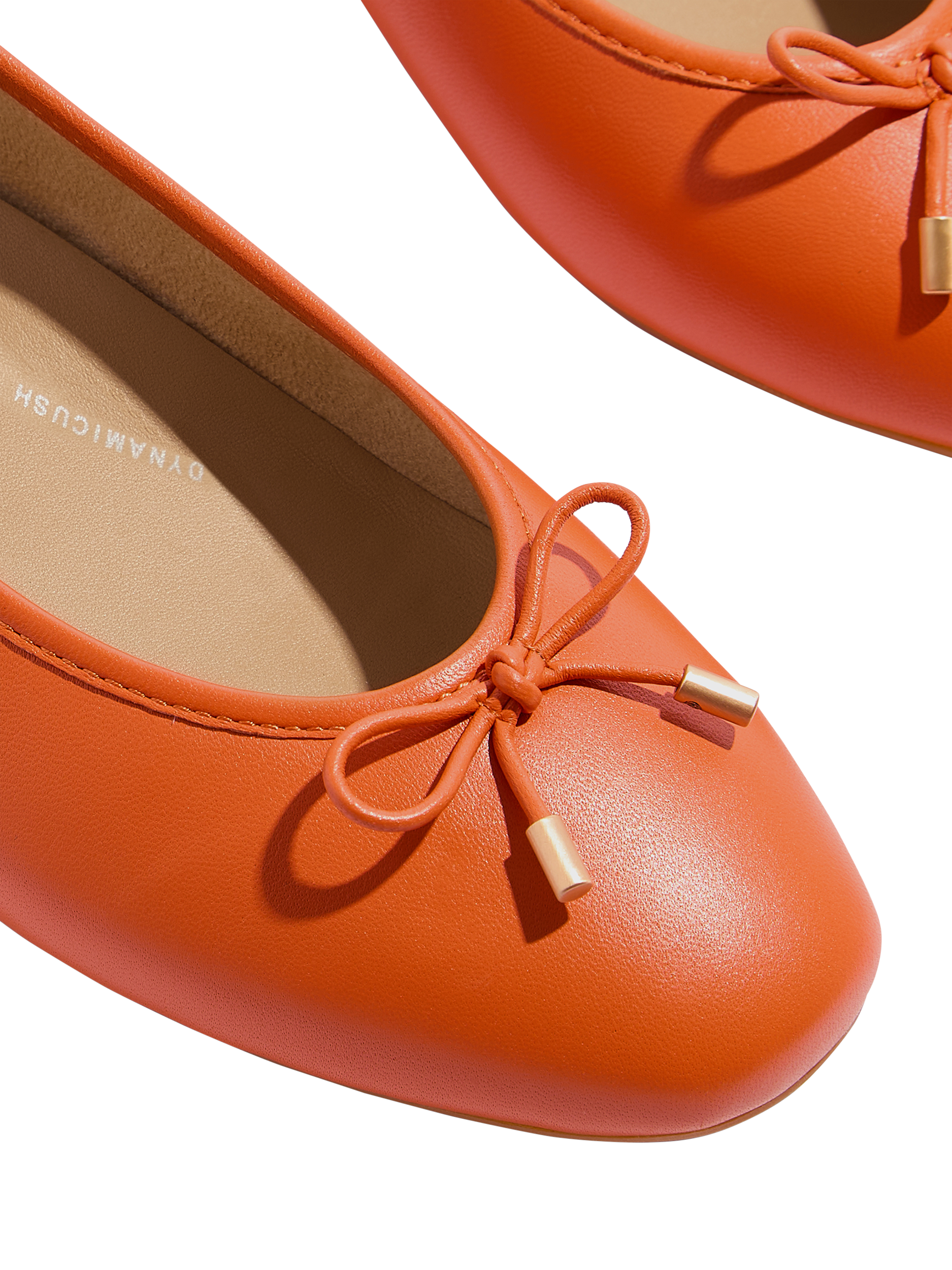 Product image 4 of 5, which shows FitFlop Delicato Leather Ballerina Pumps, Orange, 3