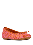 FitFlop Delicato Leather Raffia Ballerina Pumps, Satsuma/Pink Perfect