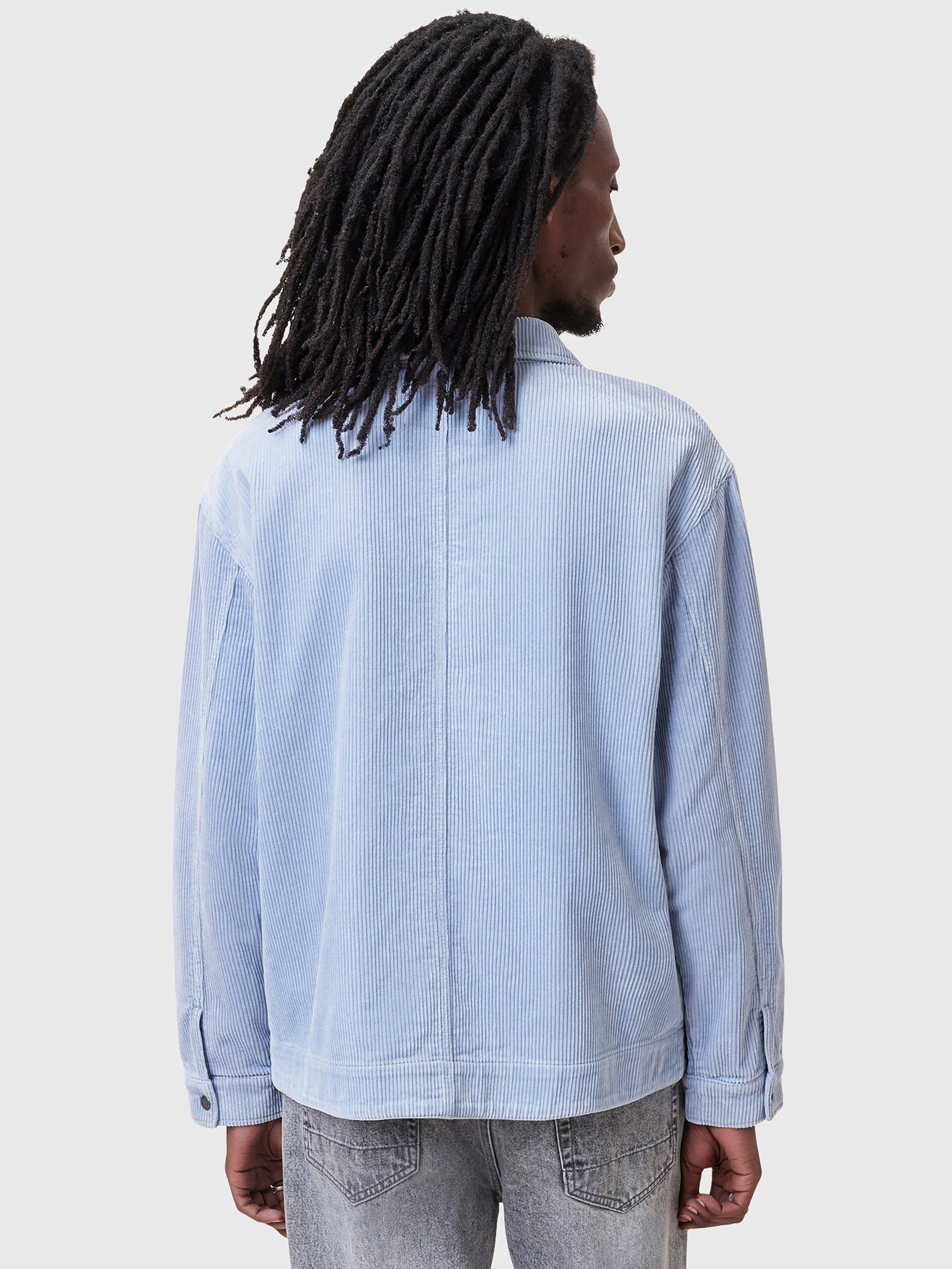 Product image 2 of 6, which shows AllSaints Castleford Organic Cotton Corduroy Shirt, Willow Blue, L