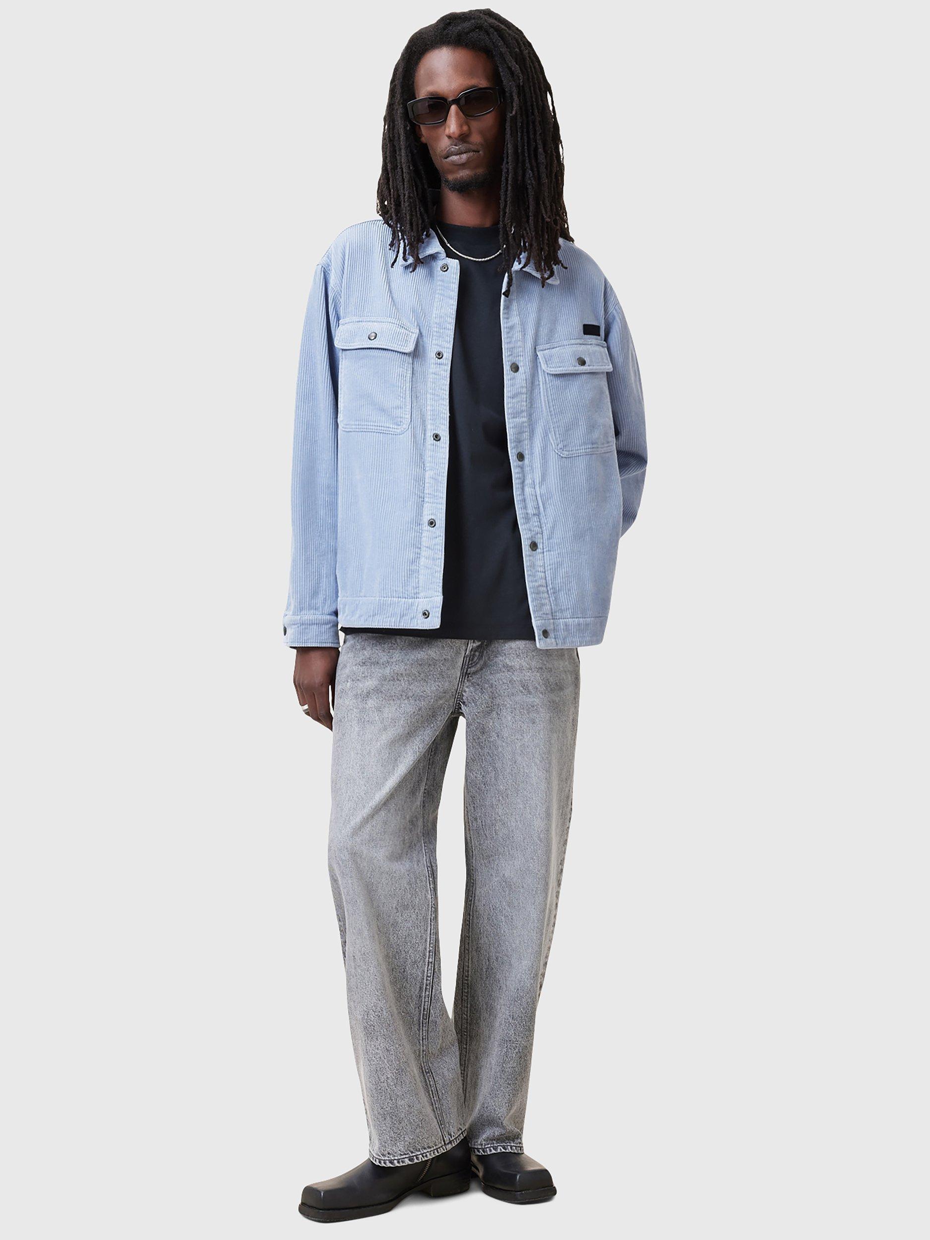 Product image 3 of 6, which shows AllSaints Castleford Organic Cotton Corduroy Shirt, Willow Blue, L