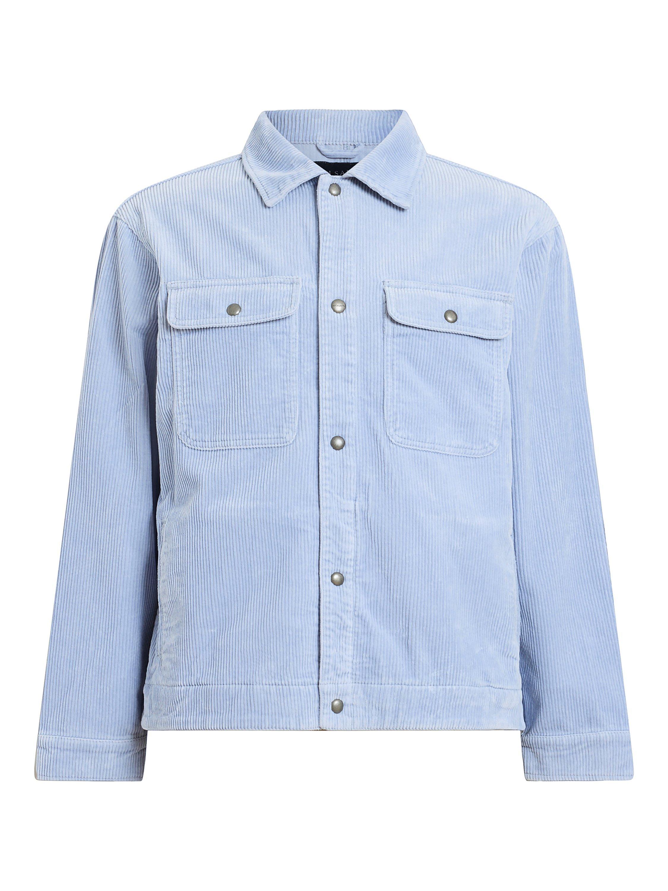 Product image 4 of 6, which shows AllSaints Castleford Organic Cotton Corduroy Shirt, Willow Blue, L