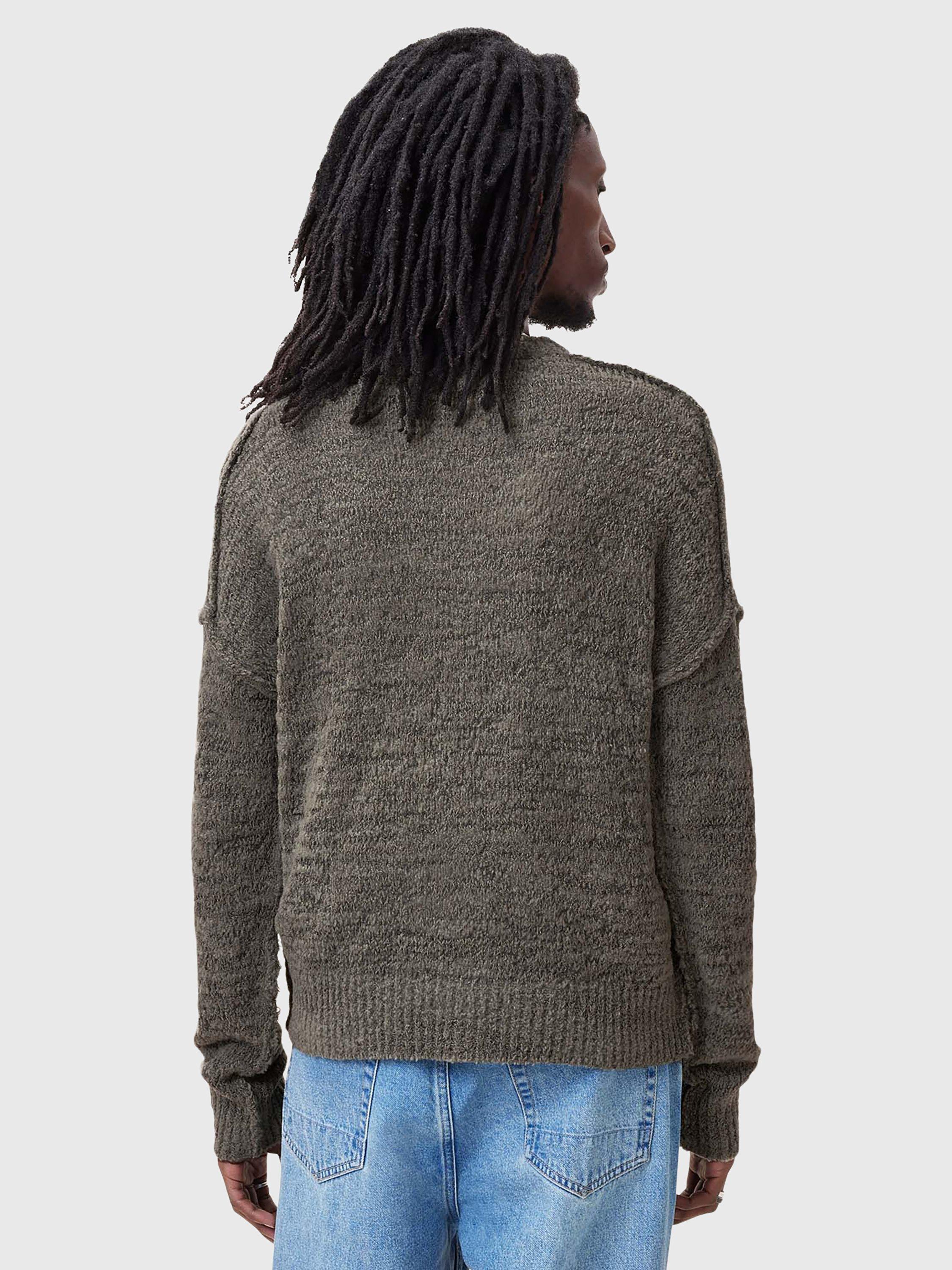 Product image 2 of 9, which shows AllSaints Chillion Crew Neck Wool Blend Jumper, Brown Mid, L