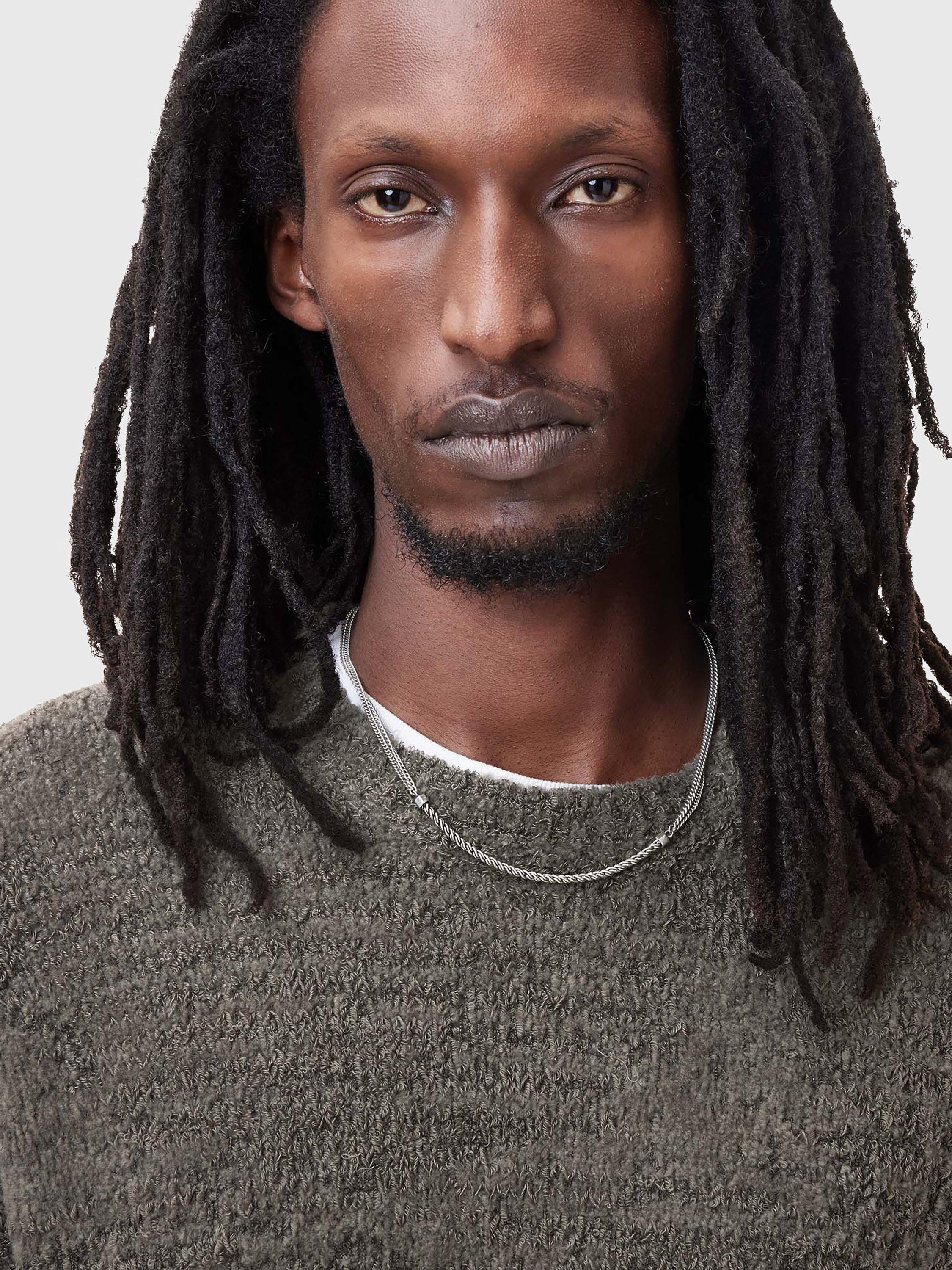 Product image 5 of 9, which shows AllSaints Chillion Crew Neck Wool Blend Jumper, Brown Mid, L