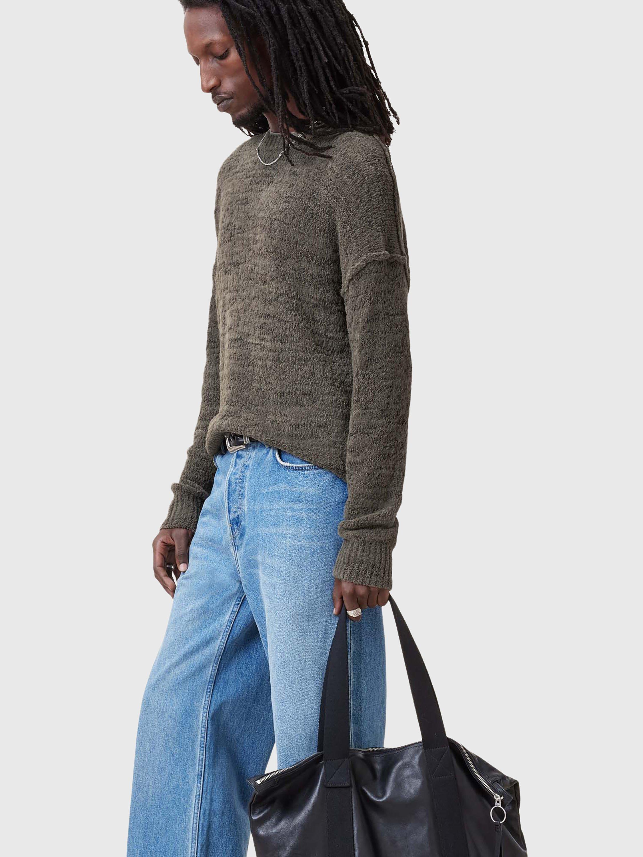 Product image 8 of 9, which shows AllSaints Chillion Crew Neck Wool Blend Jumper, Brown Mid, L
