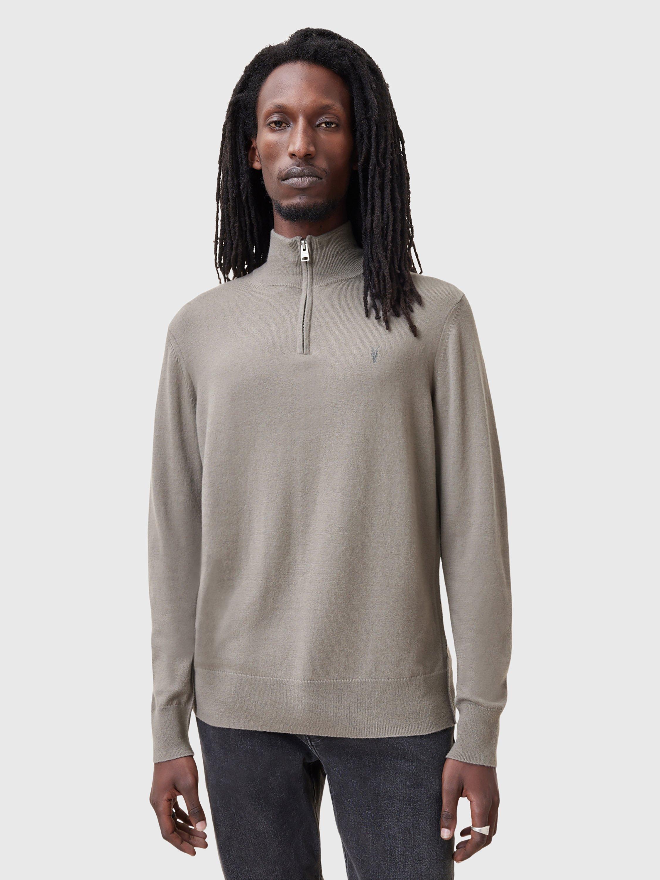 AllSaints Kilburn Wool Blend Half Zip Jumper, Chestnut
