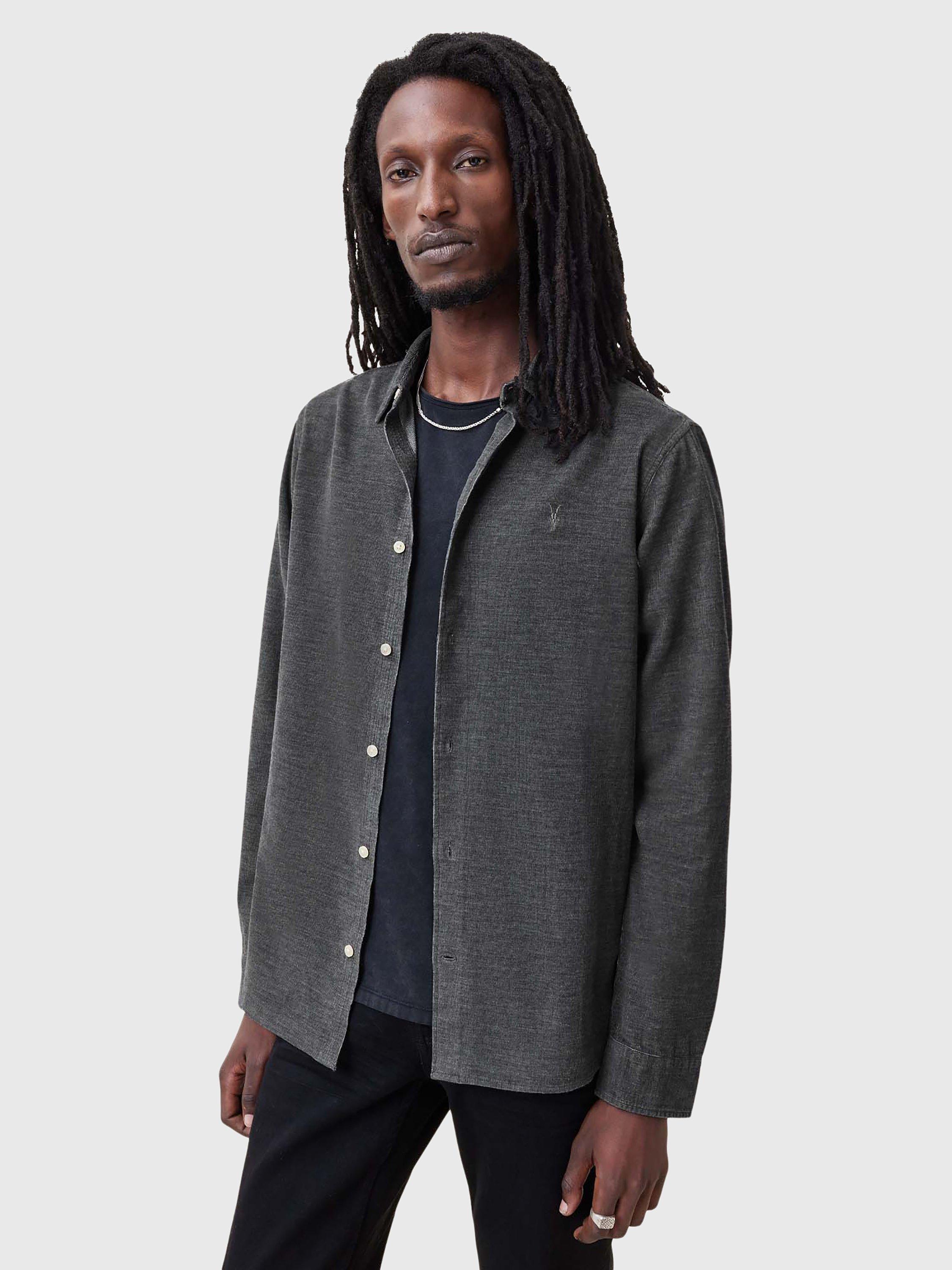 AllSaints Lorella Cotton Loose Fit Shirt, Asher Grey, Asher Grey