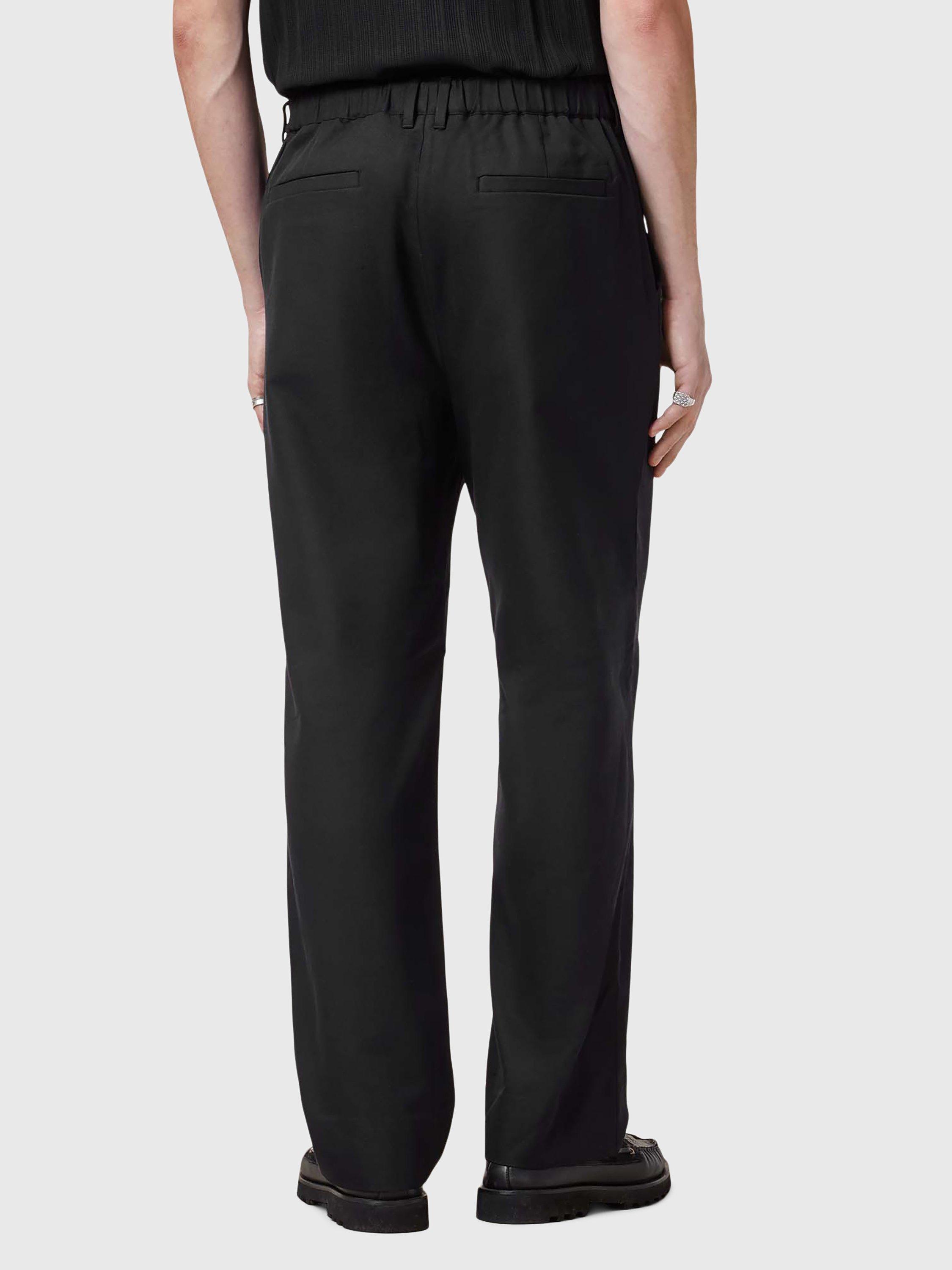 Product image 2 of 7, which shows AllSaints Cotton Blend Regular Fit Trousers, Black, 28R
