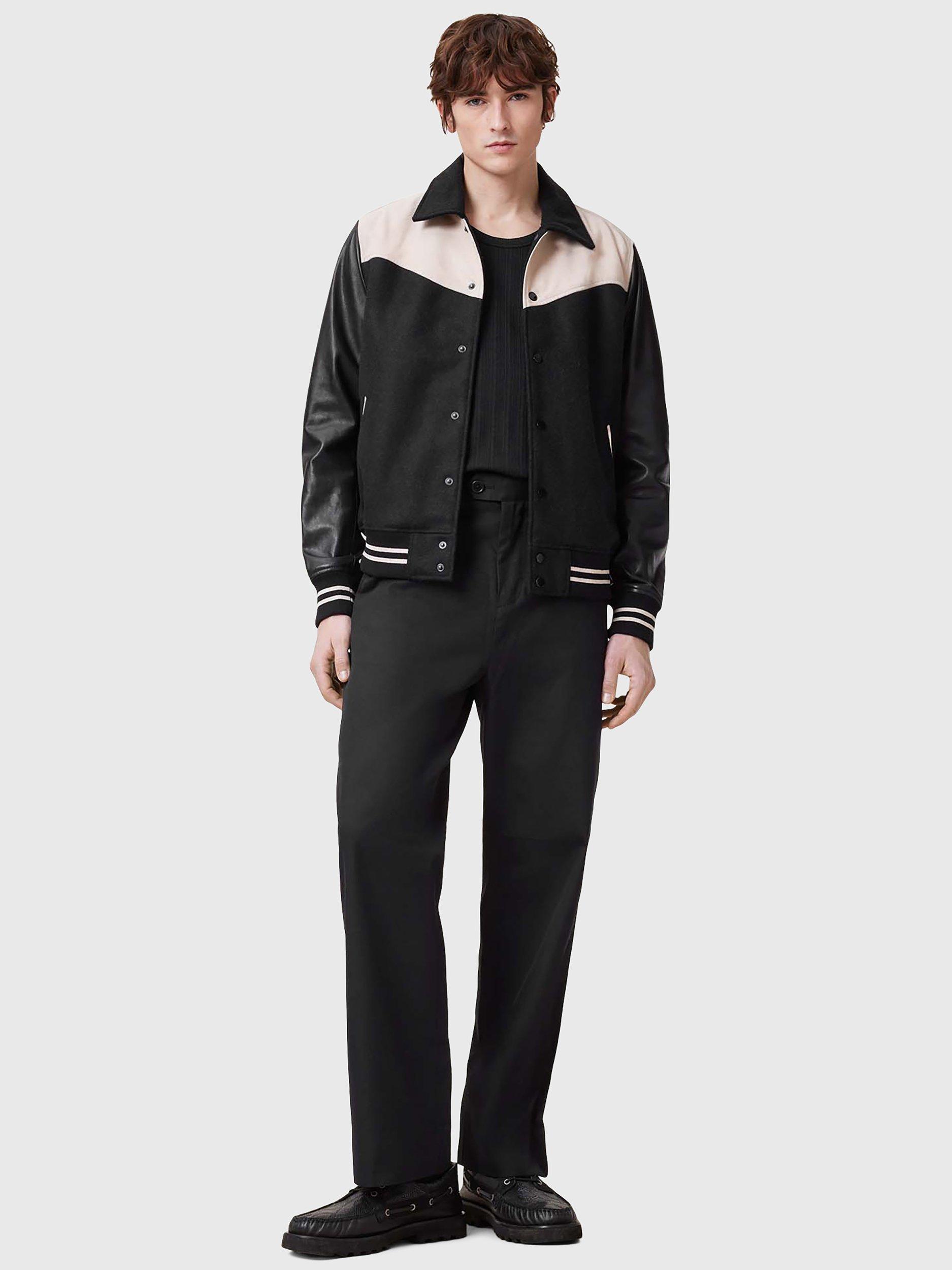 Product image 3 of 7, which shows AllSaints Cotton Blend Regular Fit Trousers, Black, 28R