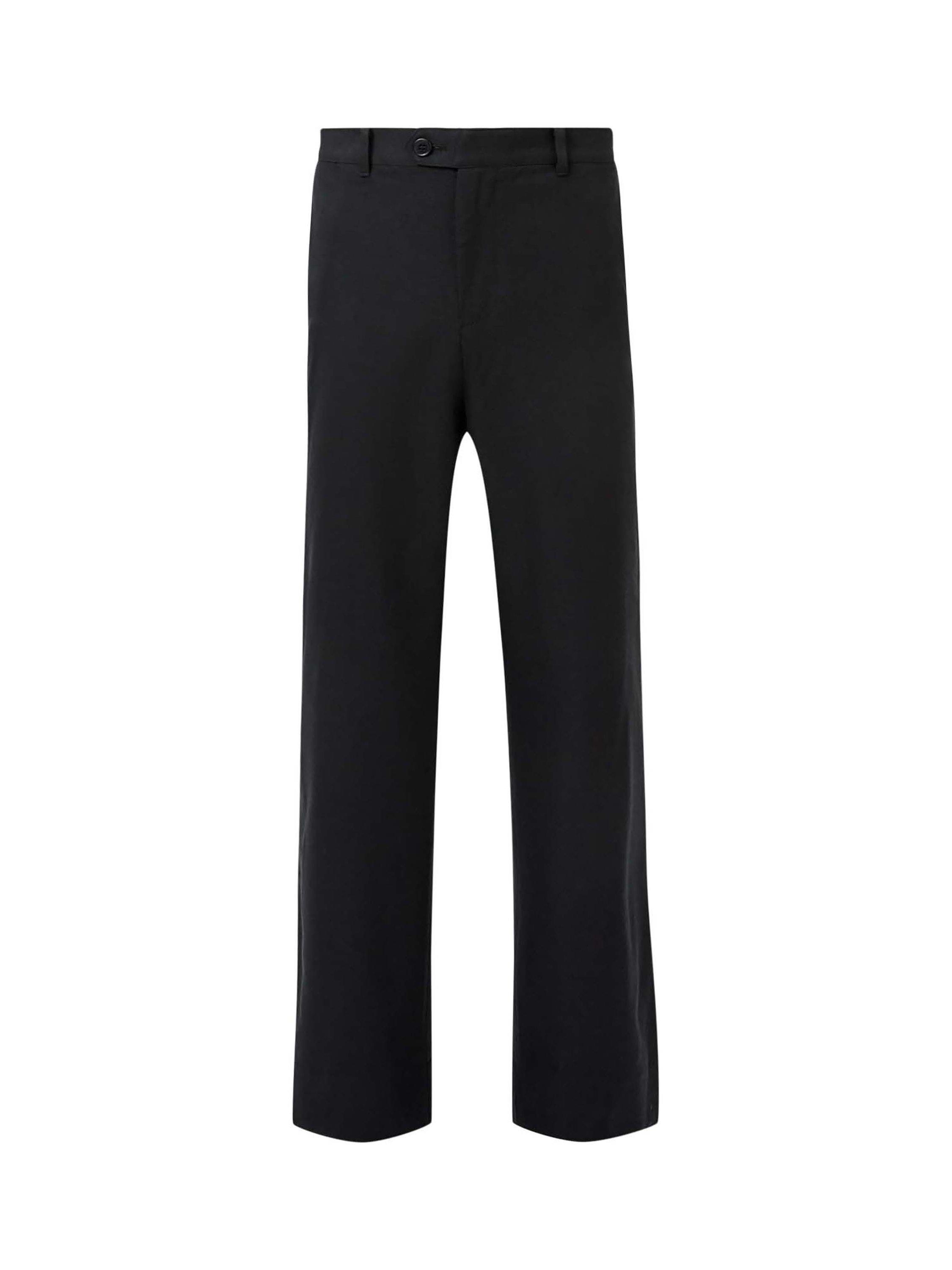 Product image 4 of 7, which shows AllSaints Cotton Blend Regular Fit Trousers, Black, 28R