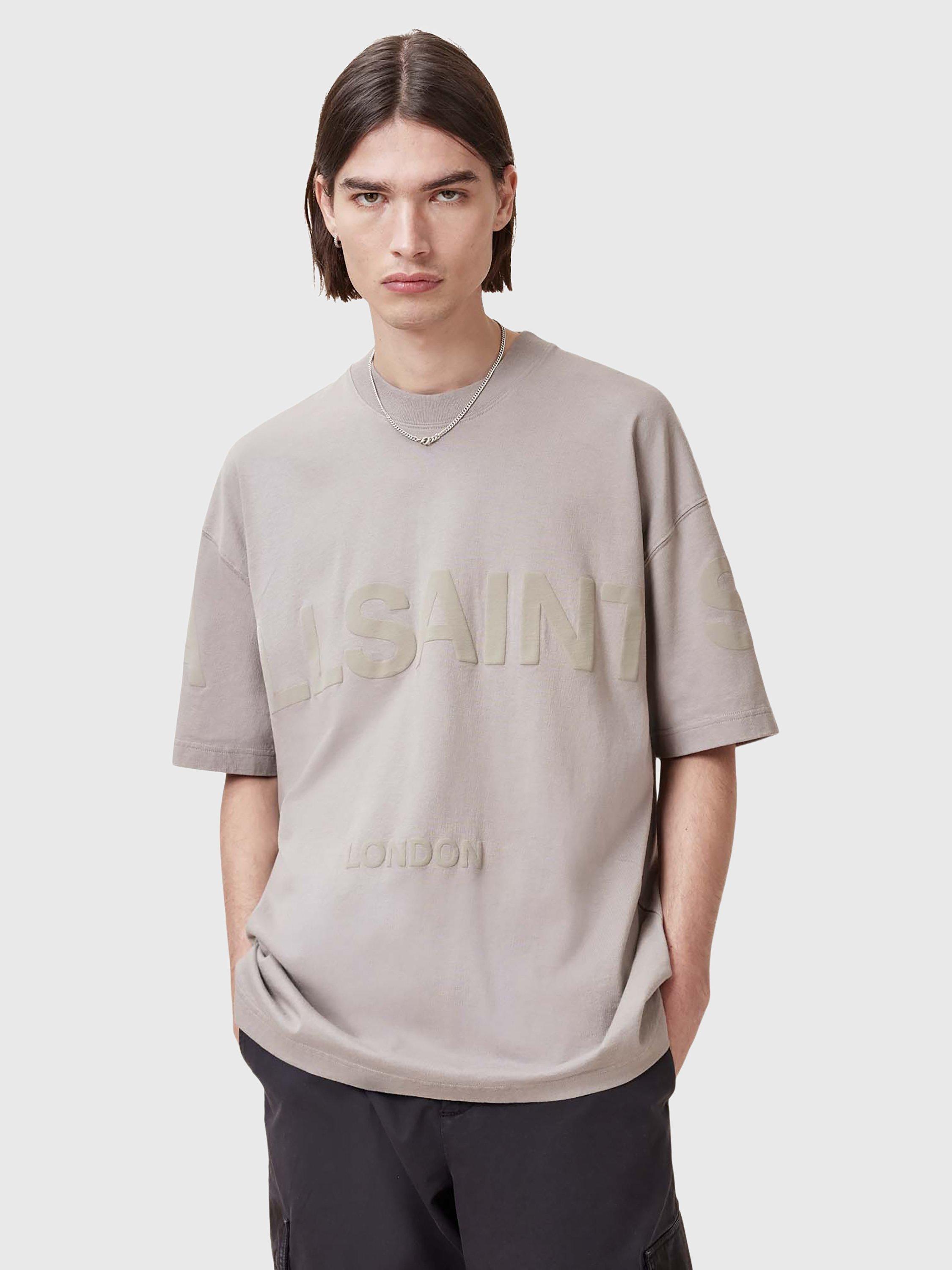 AllSaints Biggy Organic Cotton Oversized Crew T-Shirt, Chestnut Brown