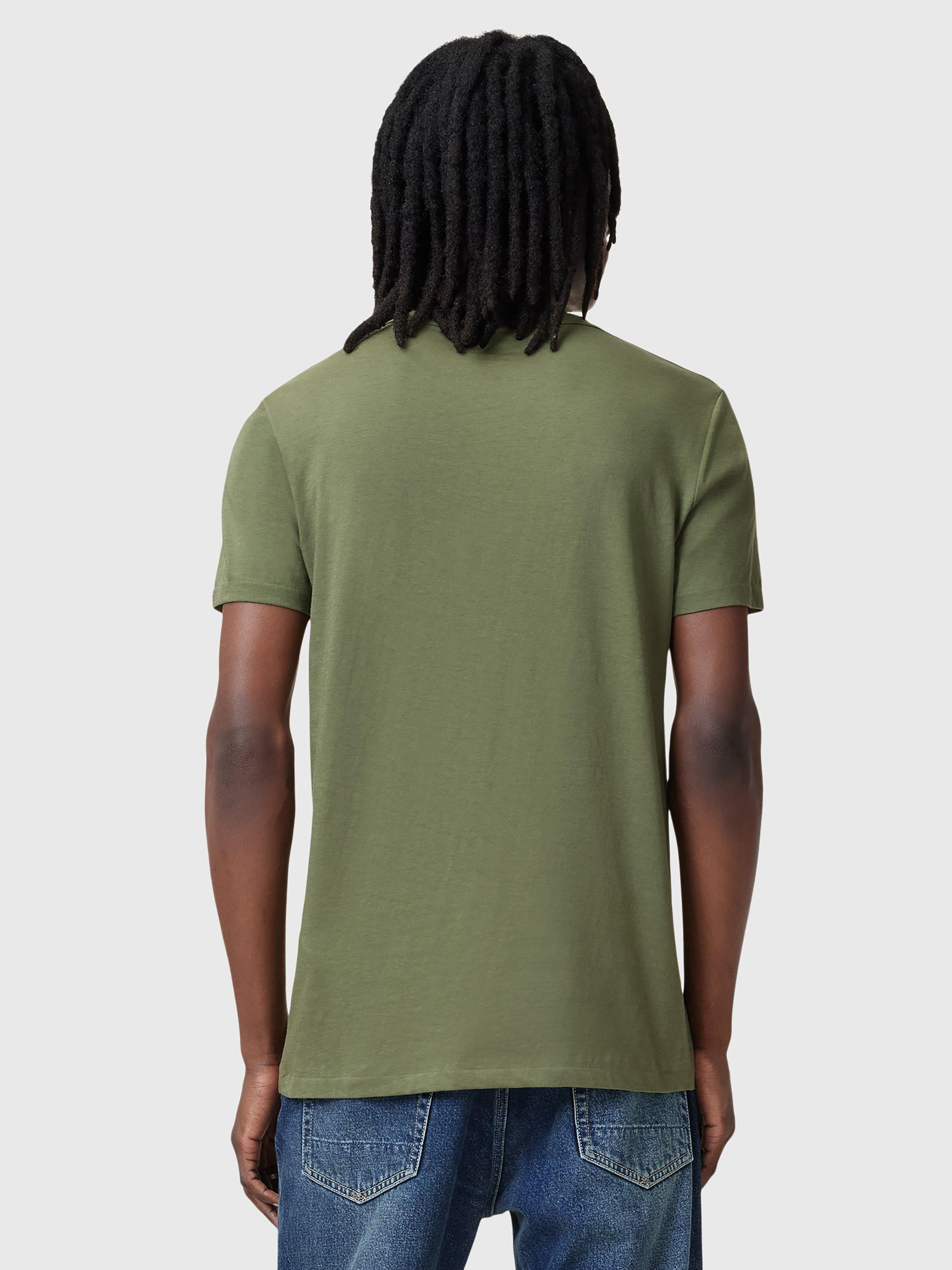Product image 2 of 6, which shows AllSaints Tonic Cotton Crew T-Shirt, Mid Green, XS