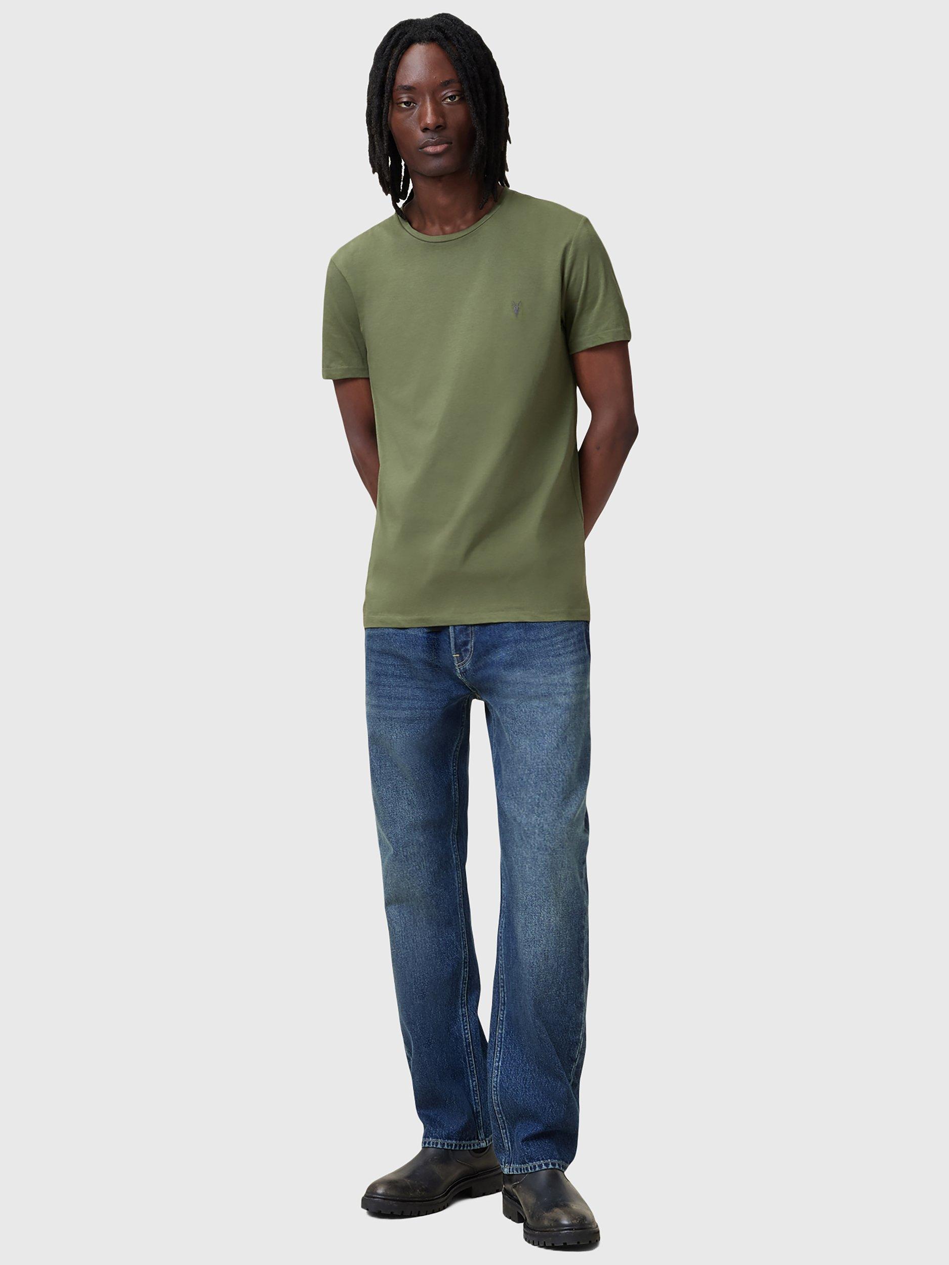 Product image 3 of 6, which shows AllSaints Tonic Cotton Crew T-Shirt, Mid Green, XS