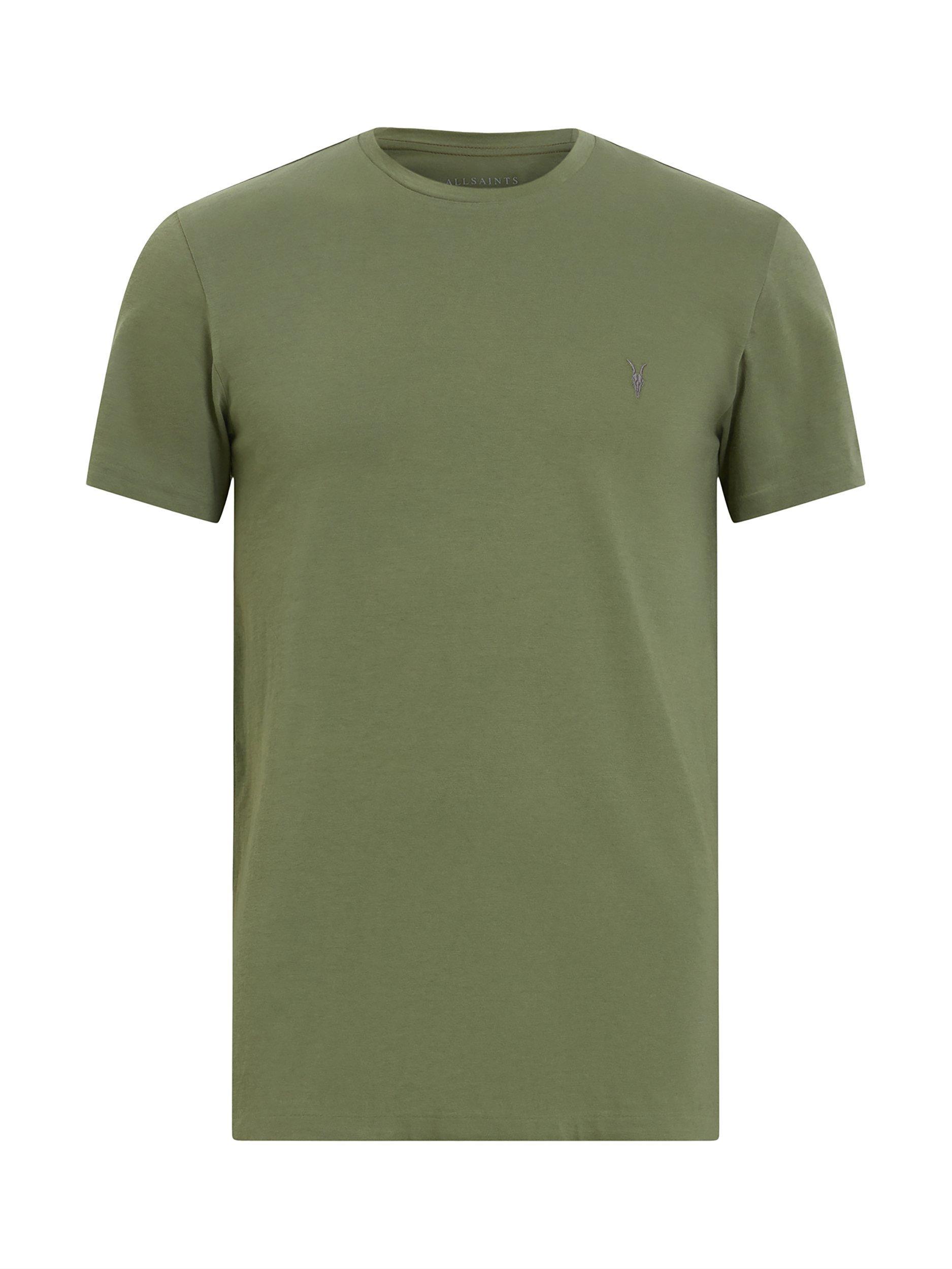Product image 4 of 6, which shows AllSaints Tonic Cotton Crew T-Shirt, Mid Green, XS