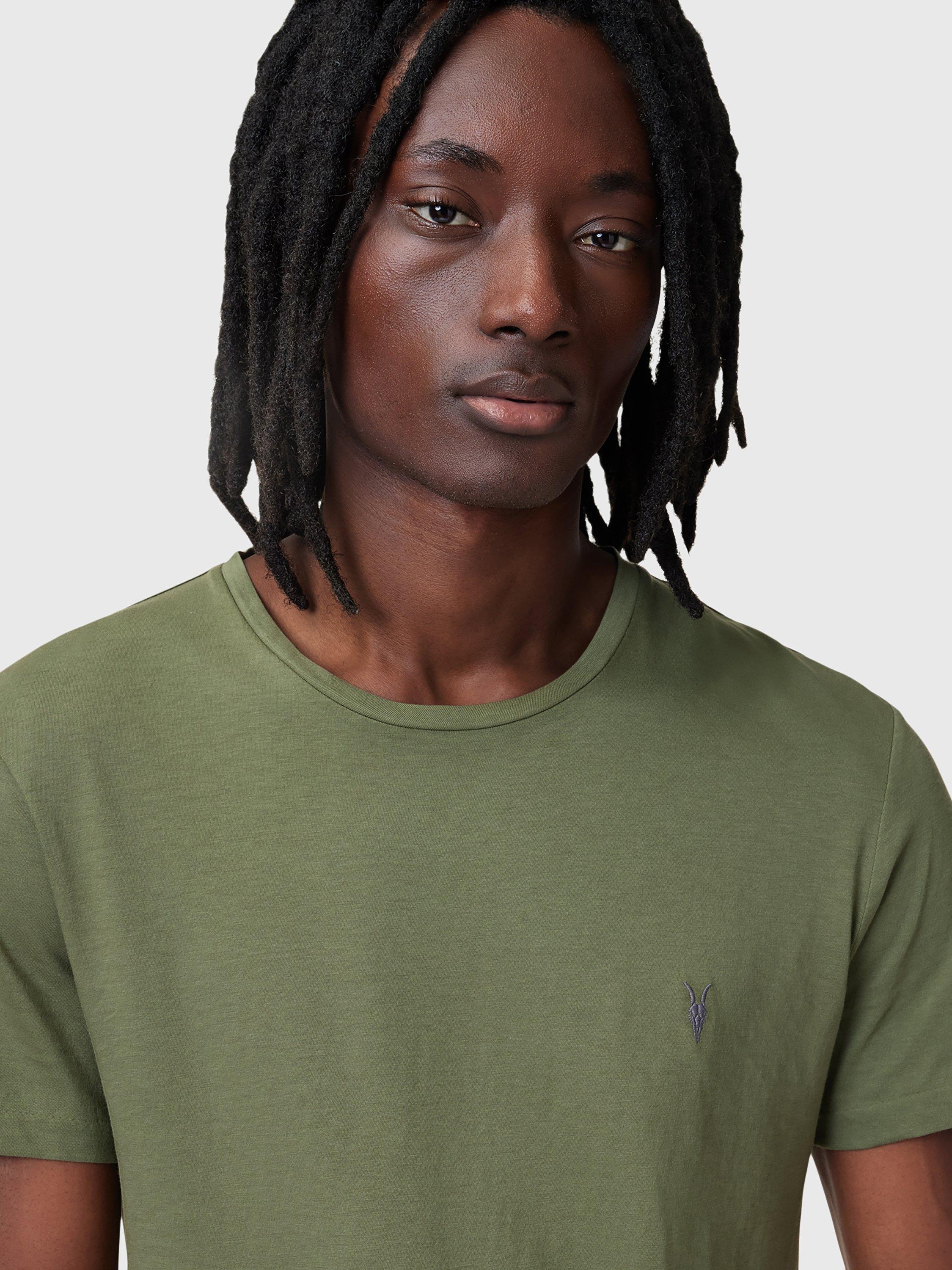 Product image 5 of 6, which shows AllSaints Tonic Cotton Crew T-Shirt, Mid Green, XS