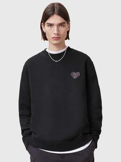 AllSaints Lover Organic Cotton Crew Sweatshirt, Nearly Black, Nearly Black
