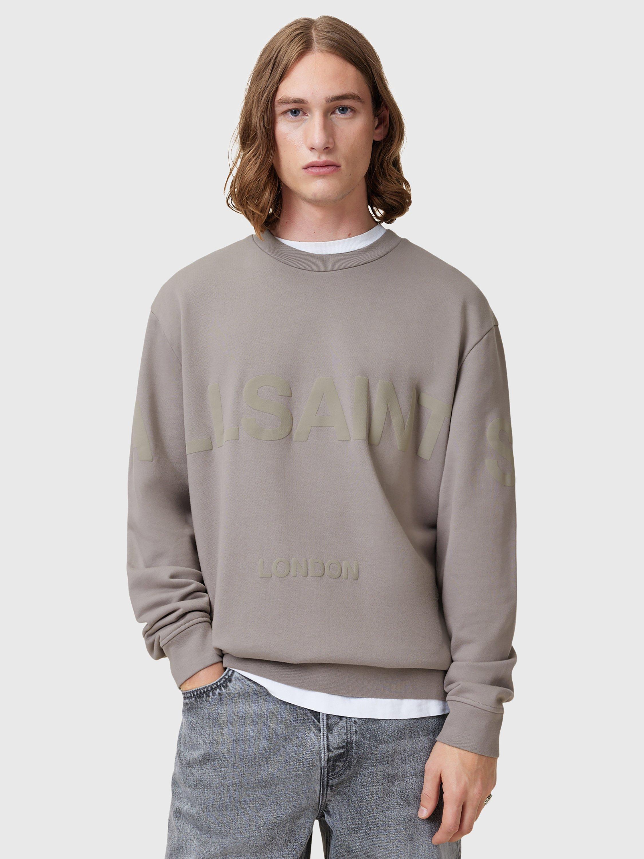 AllSaints Biggy Organic Cotton Loose Fit Crew Sweatshirt, Chestnut Brown