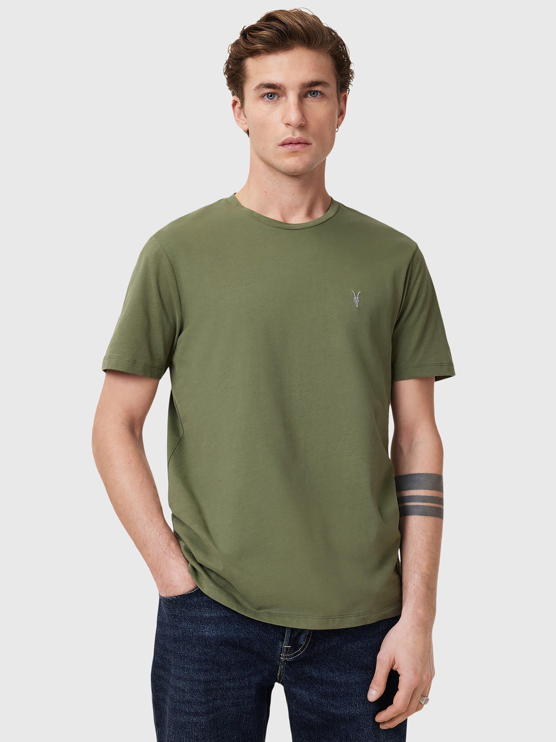 Product image 1 of 7, which shows AllSaints Brace Crew Cotton T-Shirt, Pack of 3, Multi, XS