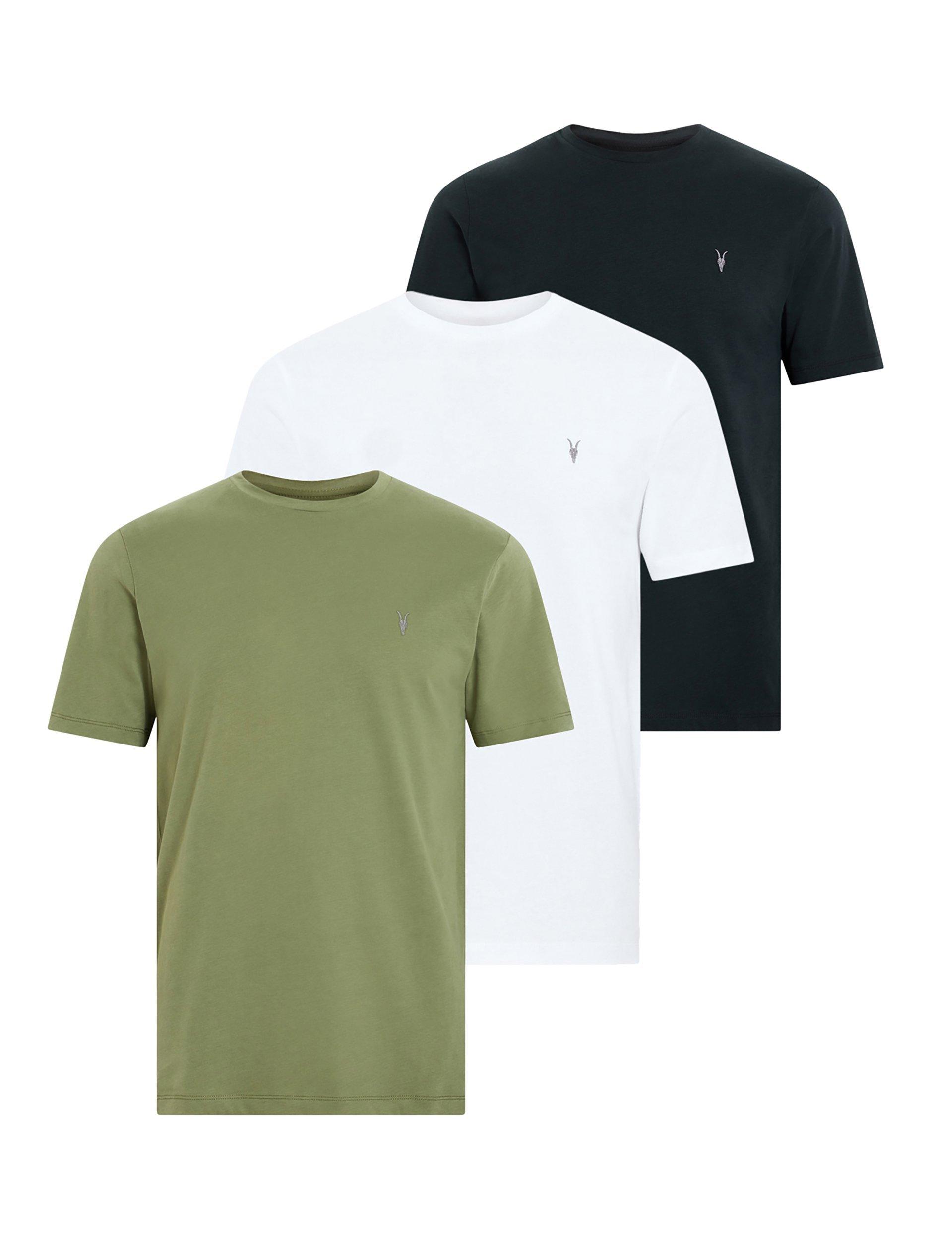 Product image 4 of 7, which shows AllSaints Brace Crew Cotton T-Shirt, Pack of 3, Multi, XS