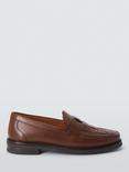 John Lewis Leather Weave Loafers, Brown