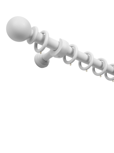 John Lewis Wooden Curtain Pole, Dia.35mm, White