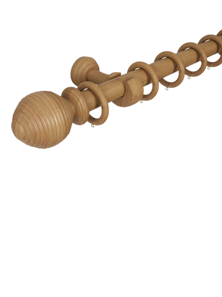John Lewis Beehive Wooden Curtain Pole Kit, Dia.35mm - view 2, Brown
