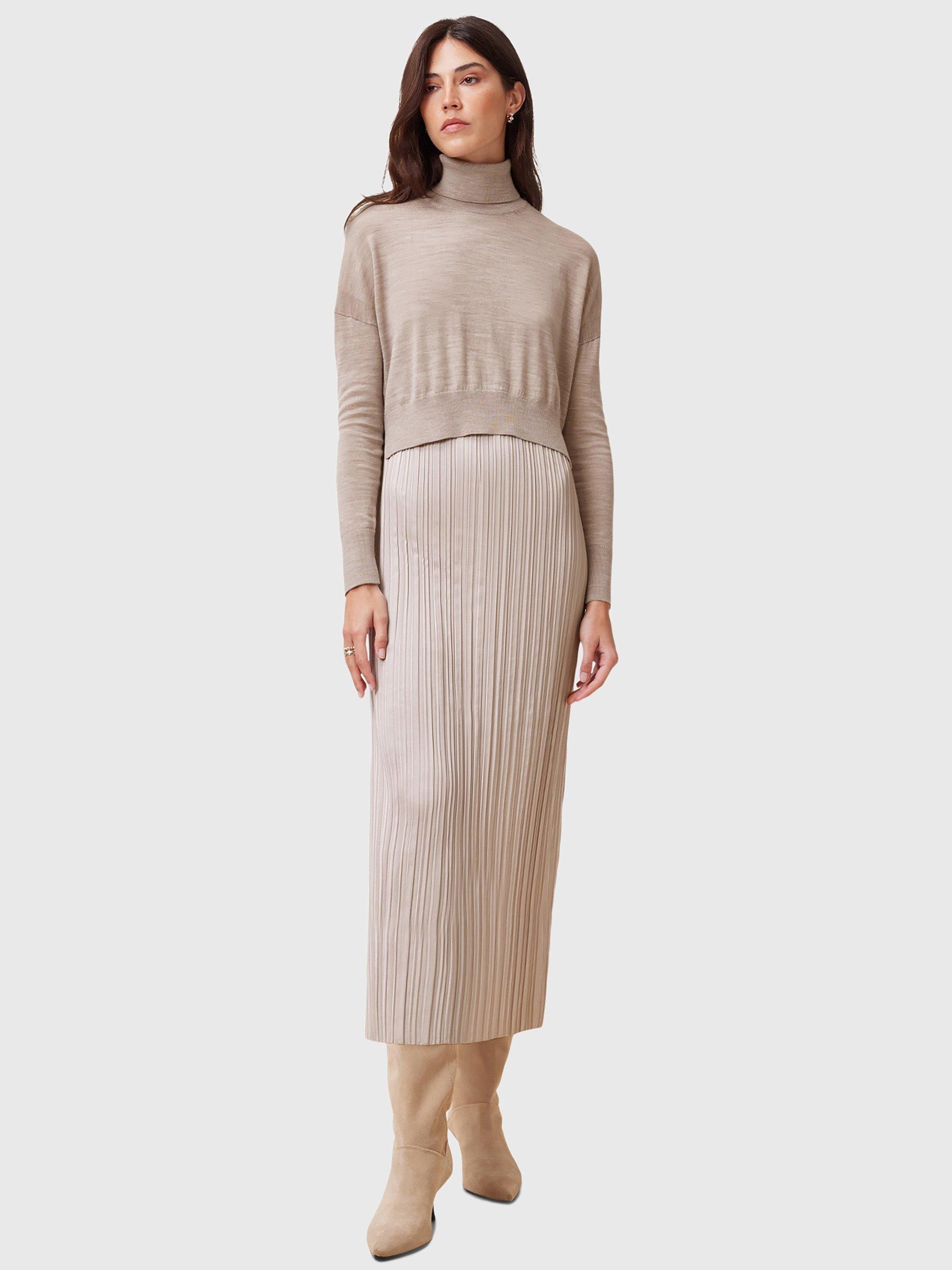 AllSaints Vittoria Split Dress, Fawn Brown
