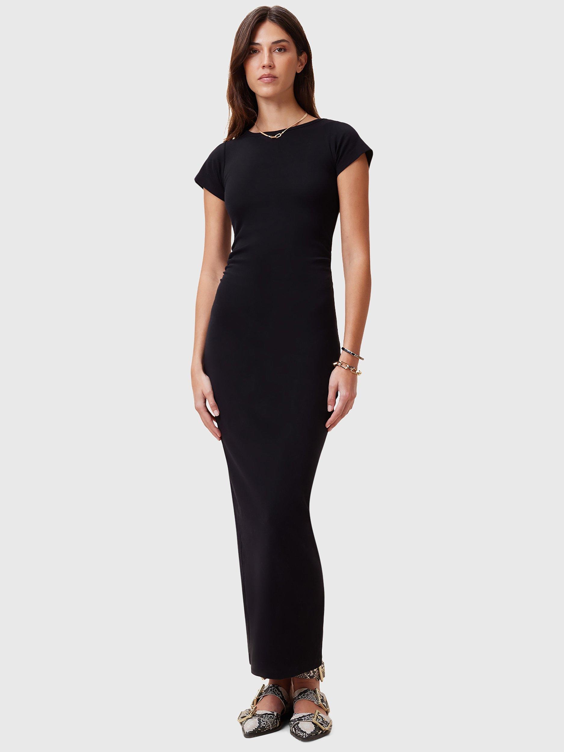 Product image 3 of 7, which shows AllSaints Katarina Bodycon Organic Cotton Rich Dress, Black, 10