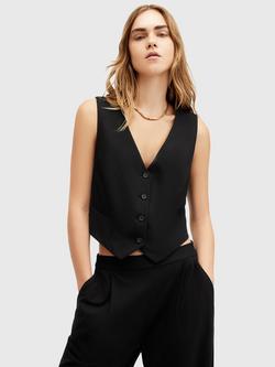 AllSaints Aledia Tailored Waistcoat, Black, Black