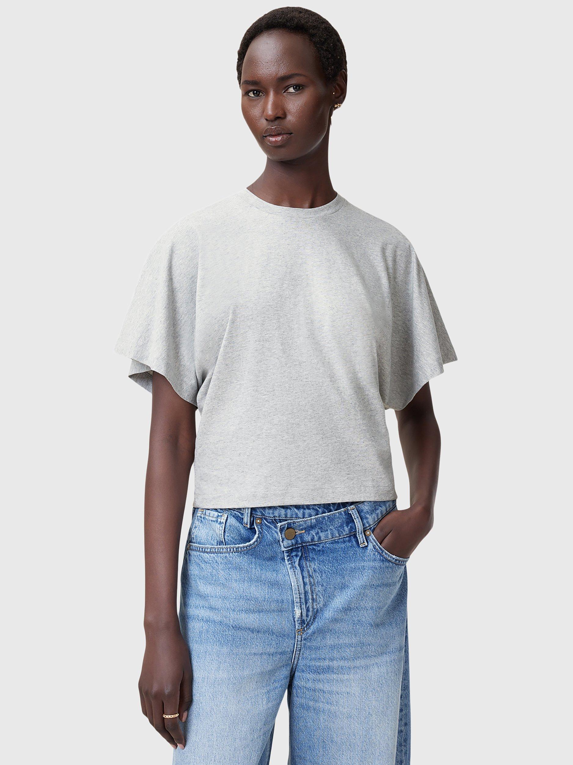 AllSaints Artia Pure Organic Cotton T-Shirt, Grey Marl