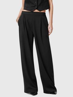 AllSaints Aleida Wide Leg Trousers, Greige, Black
