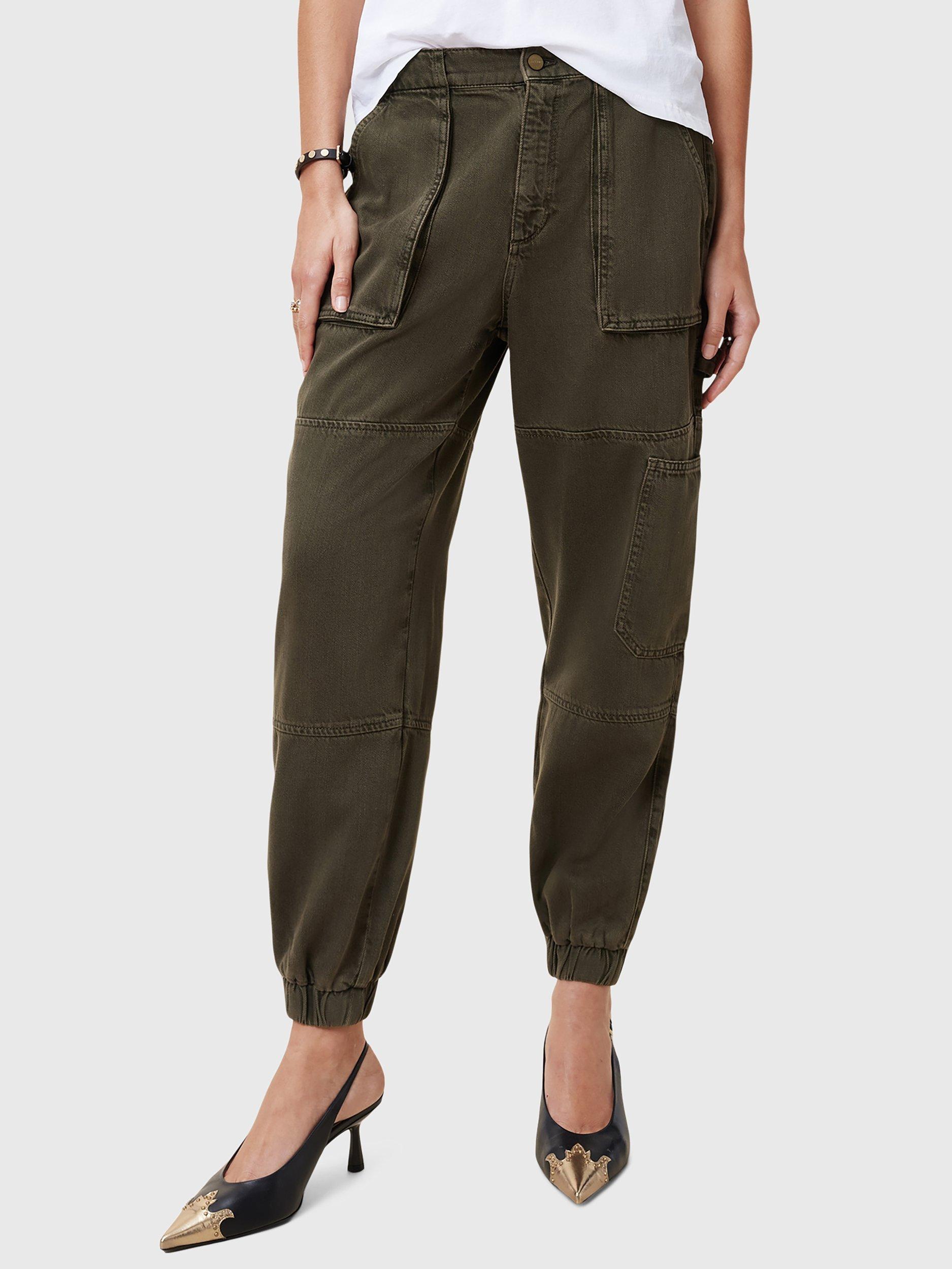 AllSaints Mila Denim Trousers, Green Khaki