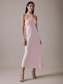 Nobody's Child Novie Halter Neck Midi Bridesmaid Dress, Pink