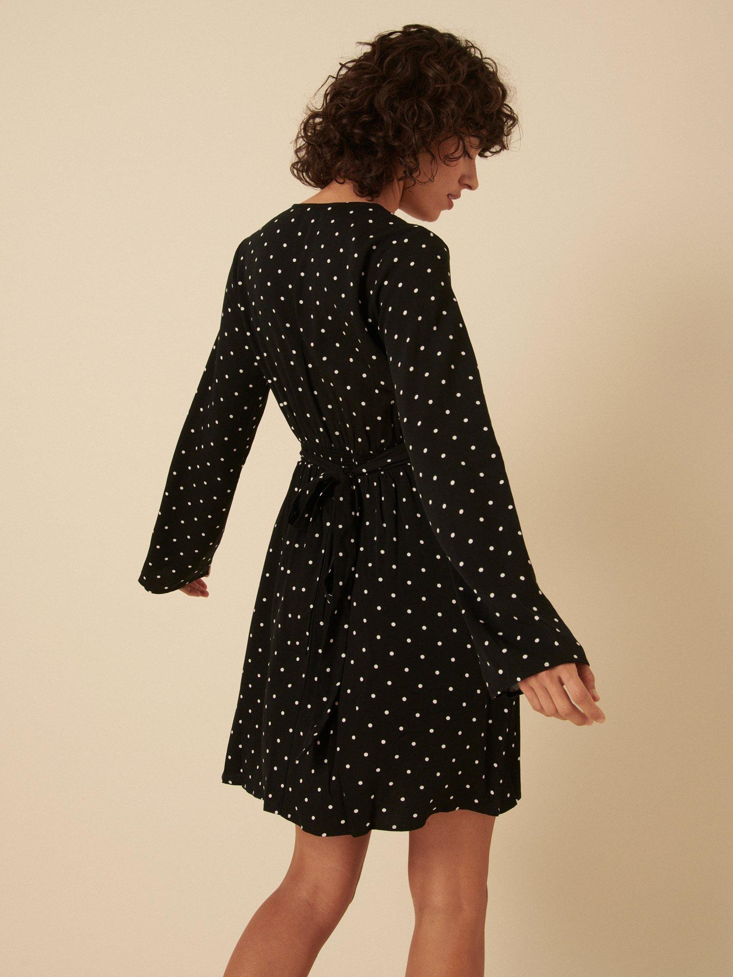 Product image 2 of 5, which shows Nobody's Child Lydia Polka Dot Mini Dress, Black/White, 8