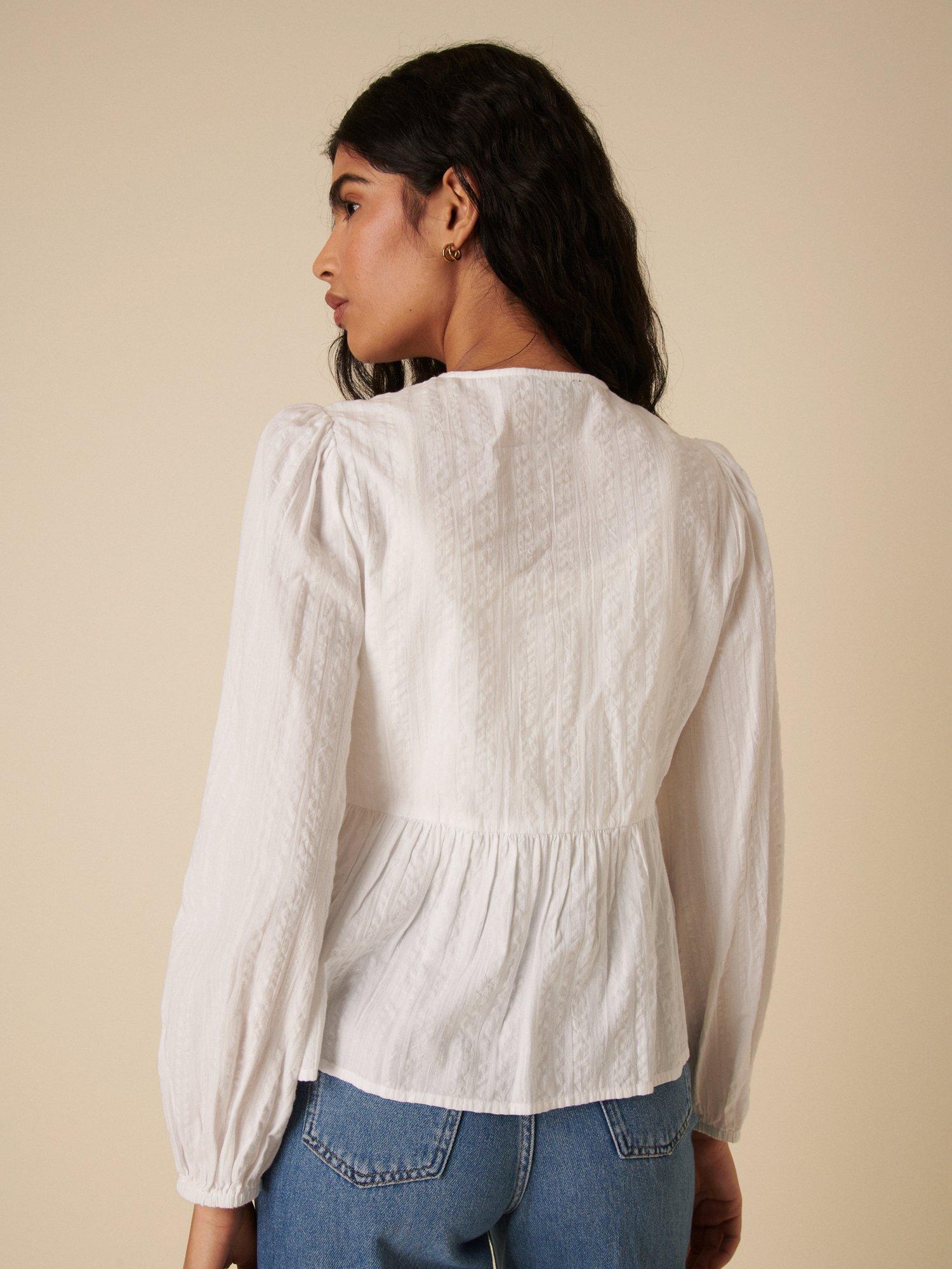 Product image 4 of 5, which shows Nobody's Child Bernice Tie Front Pure Organic Cotton Top, White, 6