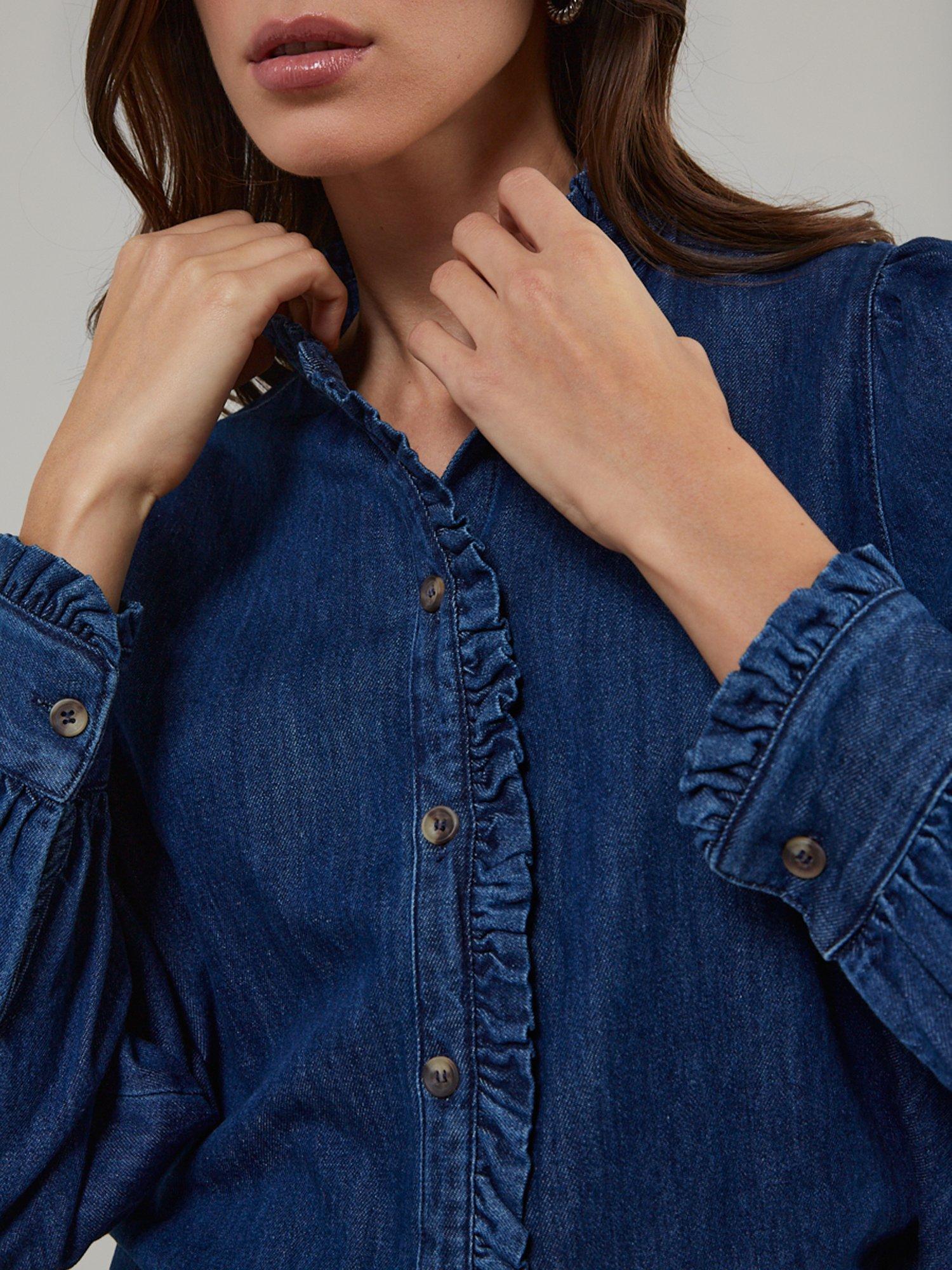 Product image 3 of 4, which shows Nobody's Child Pure Organic Cotton Denim Hickman Blouse, Blue Denim, 8