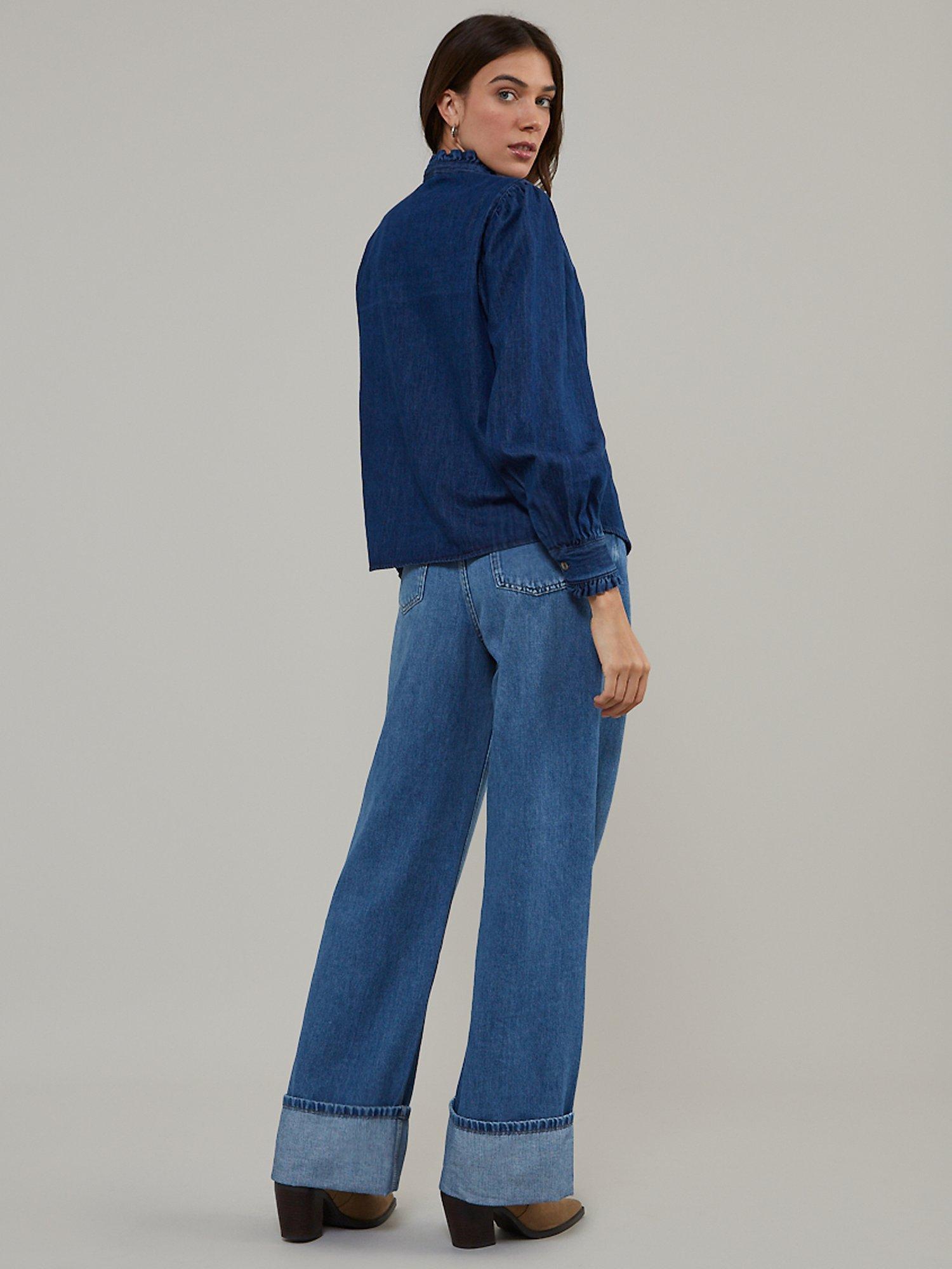 Product image 4 of 4, which shows Nobody's Child Pure Organic Cotton Denim Hickman Blouse, Blue Denim, 8