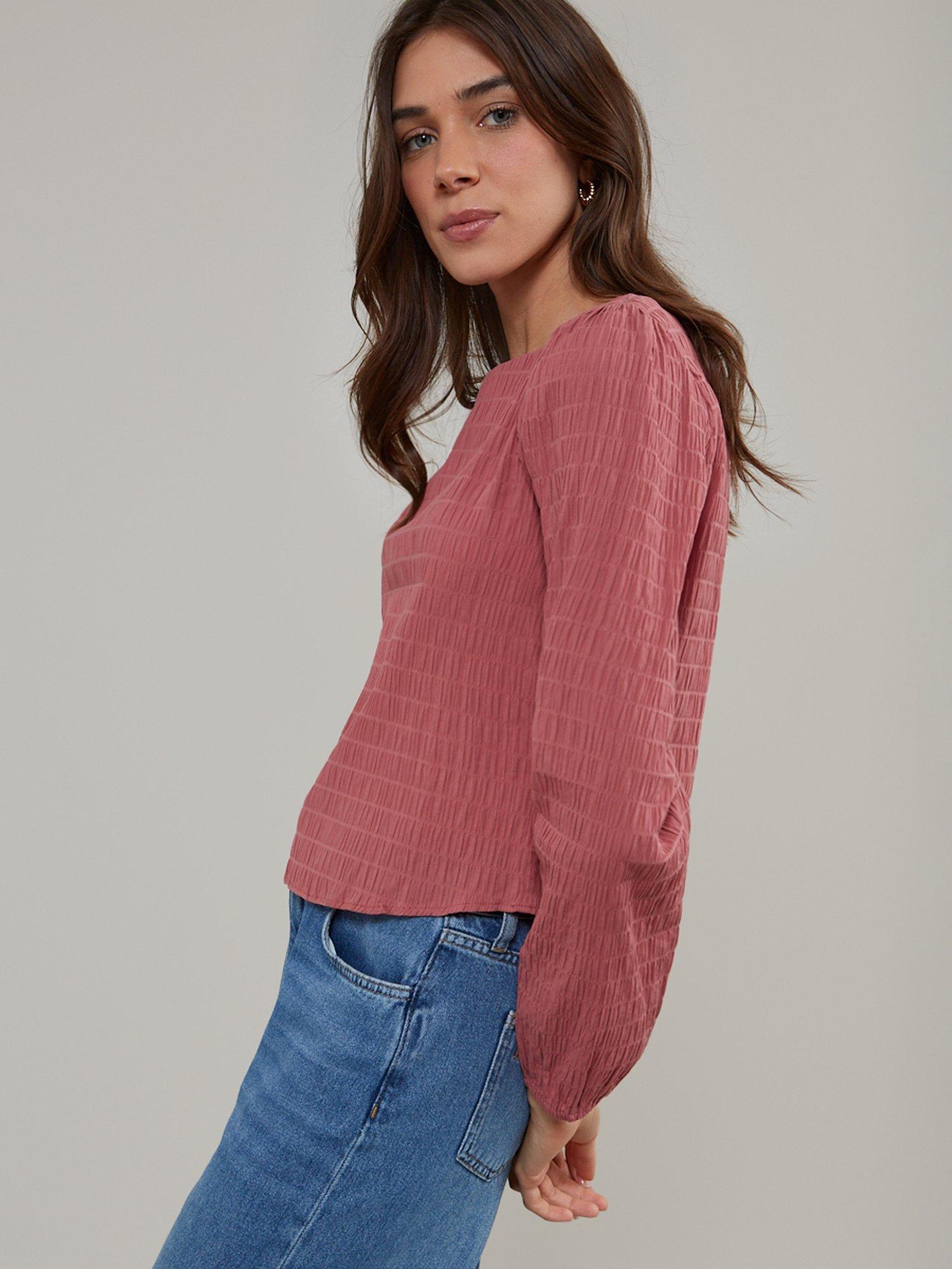 Product image 2 of 3, which shows Nobody's Child Wallace Shirred Organic Cotton Rich Top, Pink, 6