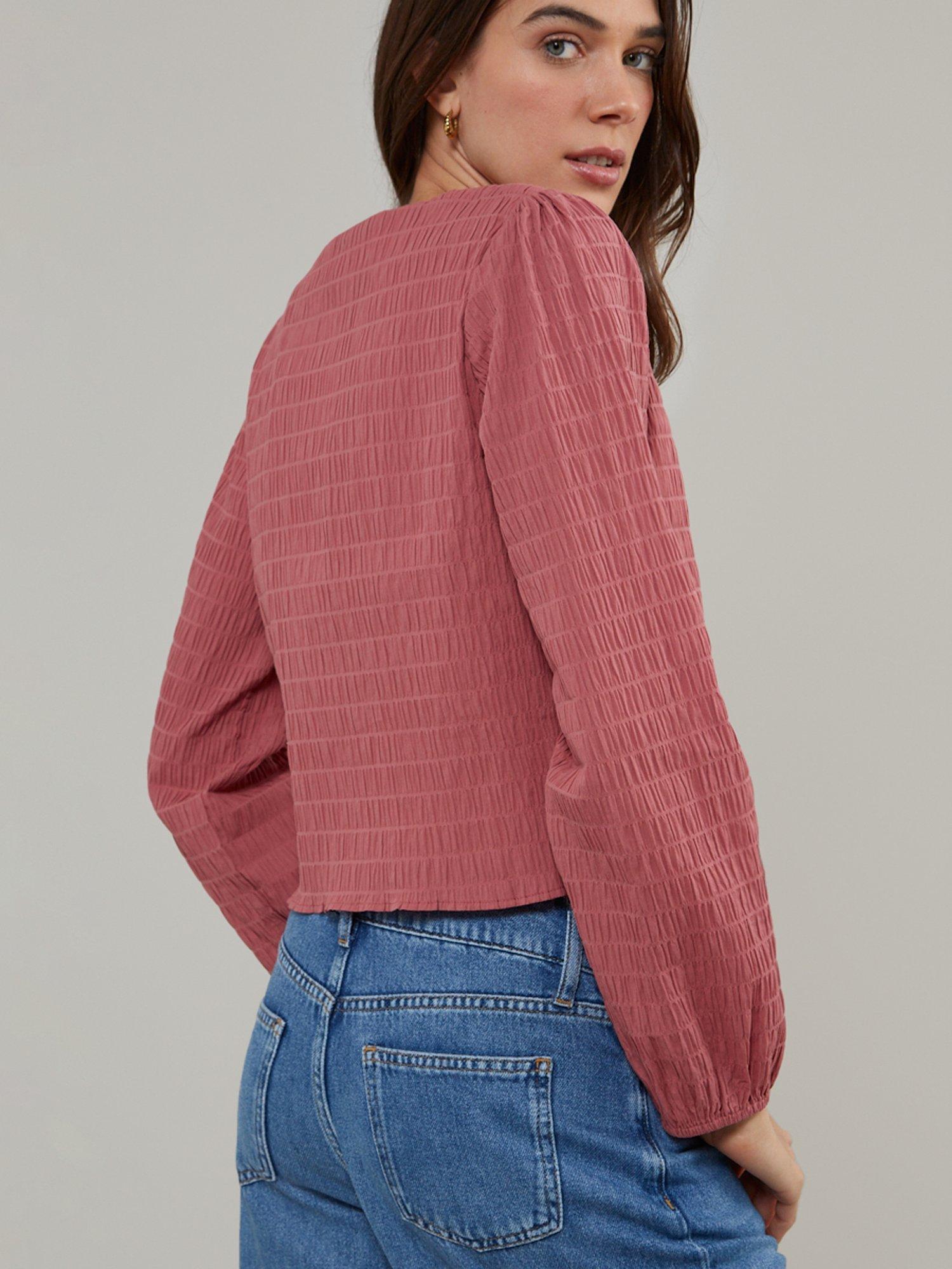 Product image 3 of 3, which shows Nobody's Child Wallace Shirred Organic Cotton Rich Top, Pink, 6