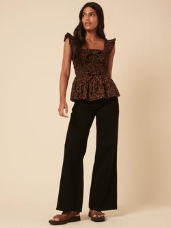 Nobody's Child Pure Organic Cotton Denim Wide Leg Jeans, Black, Black