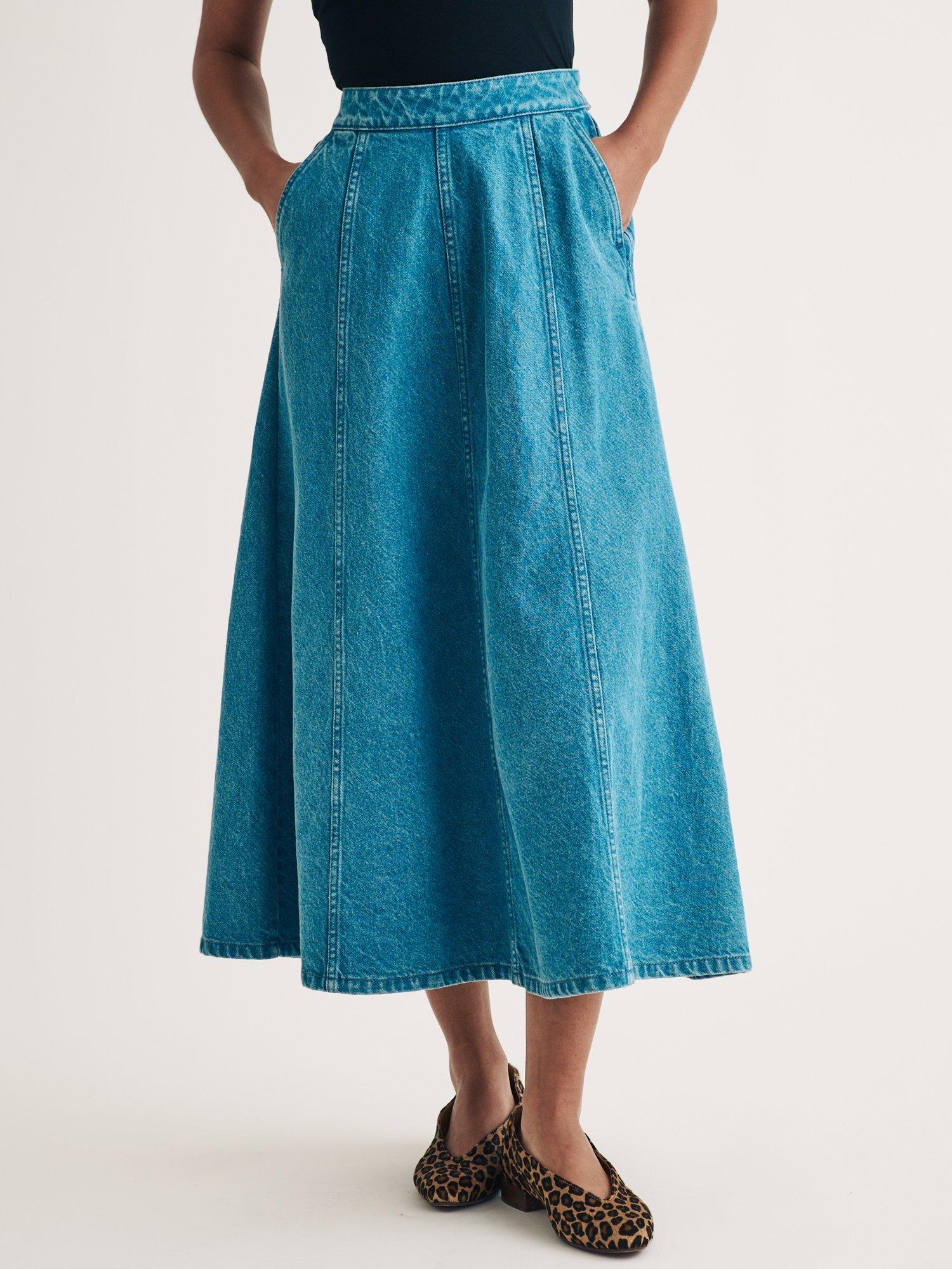 Product image 2 of 4, which shows Nobody's Child Hampstead Pure Organic Cotton Denim Maxi Skirt, Mid Denim, 6