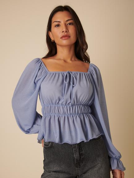 Nobody's Child Square Neck Blouse, Blue, Blue