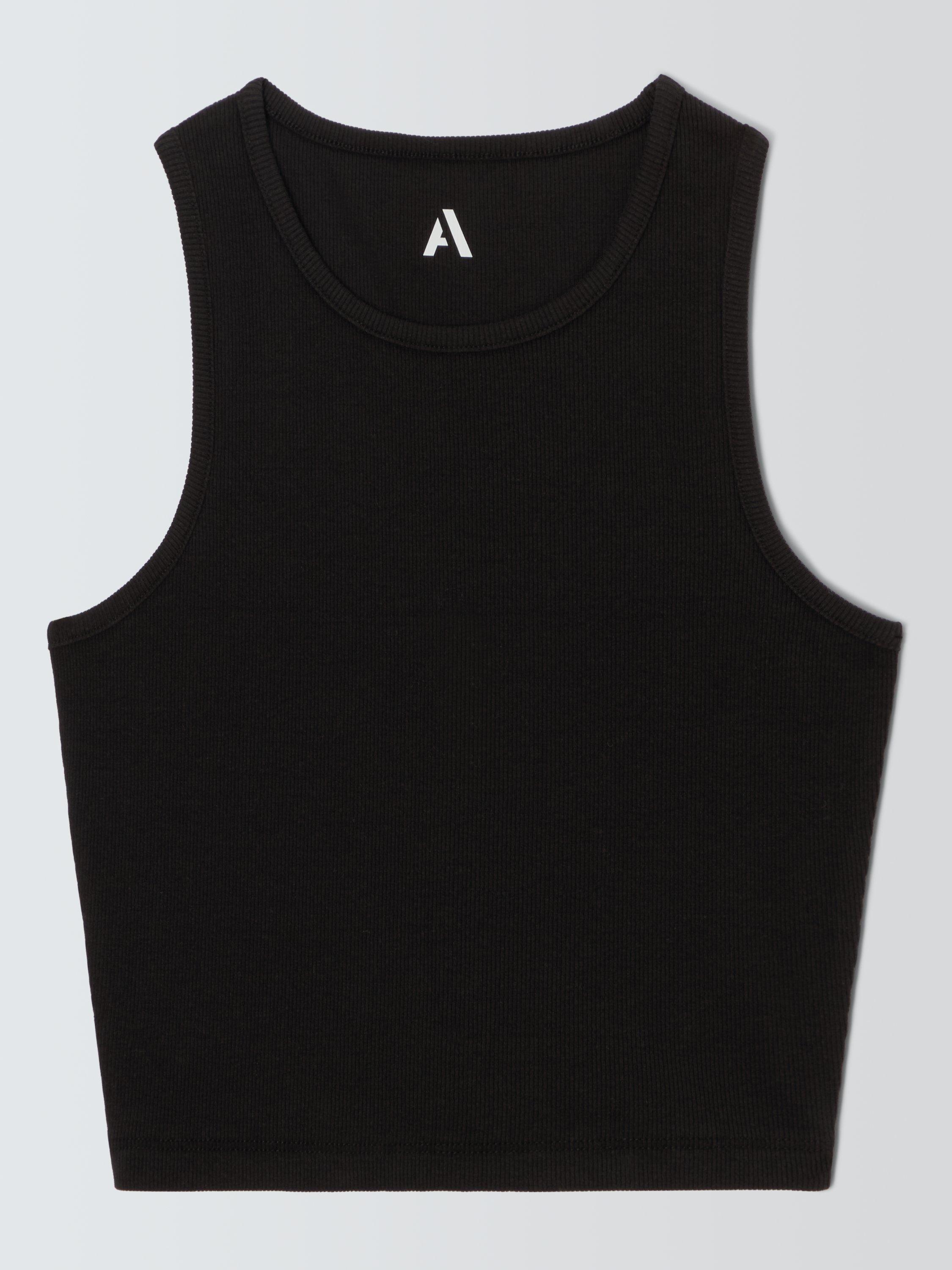 Product image 4 of 6, which shows John Lewis ANYDAY Racerback Cropped Vest Top, Black, XS