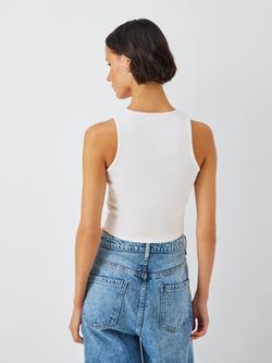 John Lewis ANYDAY Racerback Cropped Vest Top - view 2, White